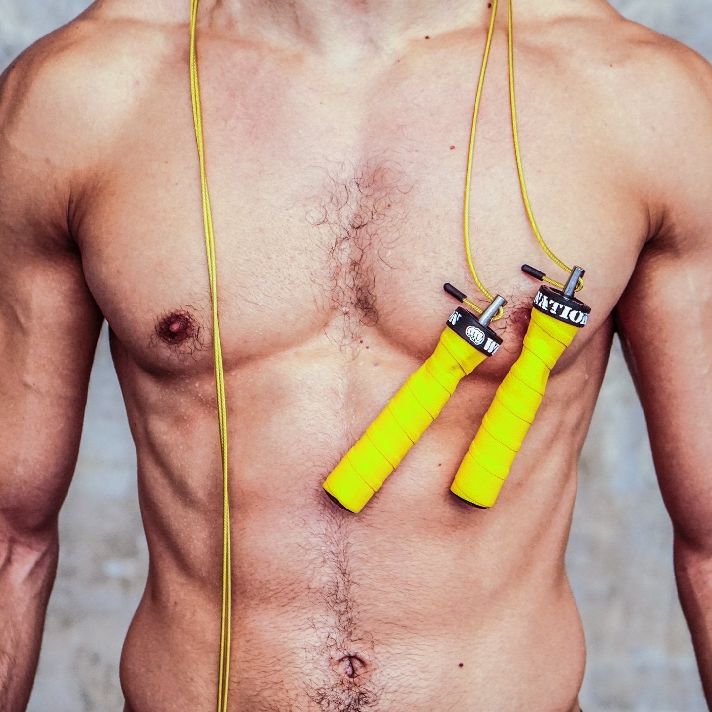 WOD Nation Alloy Steel Jump Rope - Two-Cable Adjustable Design for Weighted Rope - Compact Travel Bag for Gym Accessories - Ergonomic Handles for Exercise Fitness - Yellow, 11 ft