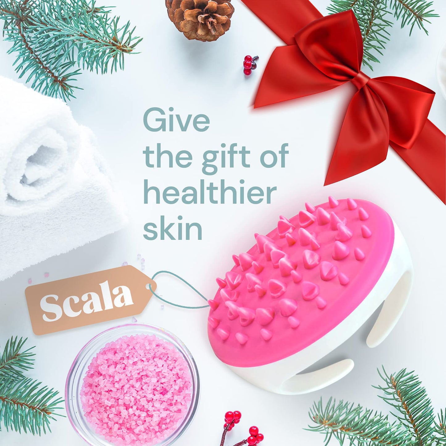 Scala Silicone Cellulite Massager, Bath Shower Scrubber Accessories, Bathroom Toys, Cellulite Remover, Body Massager Tool, Exfoliator, Fat Roller Use with Creams and Oils, Pink
