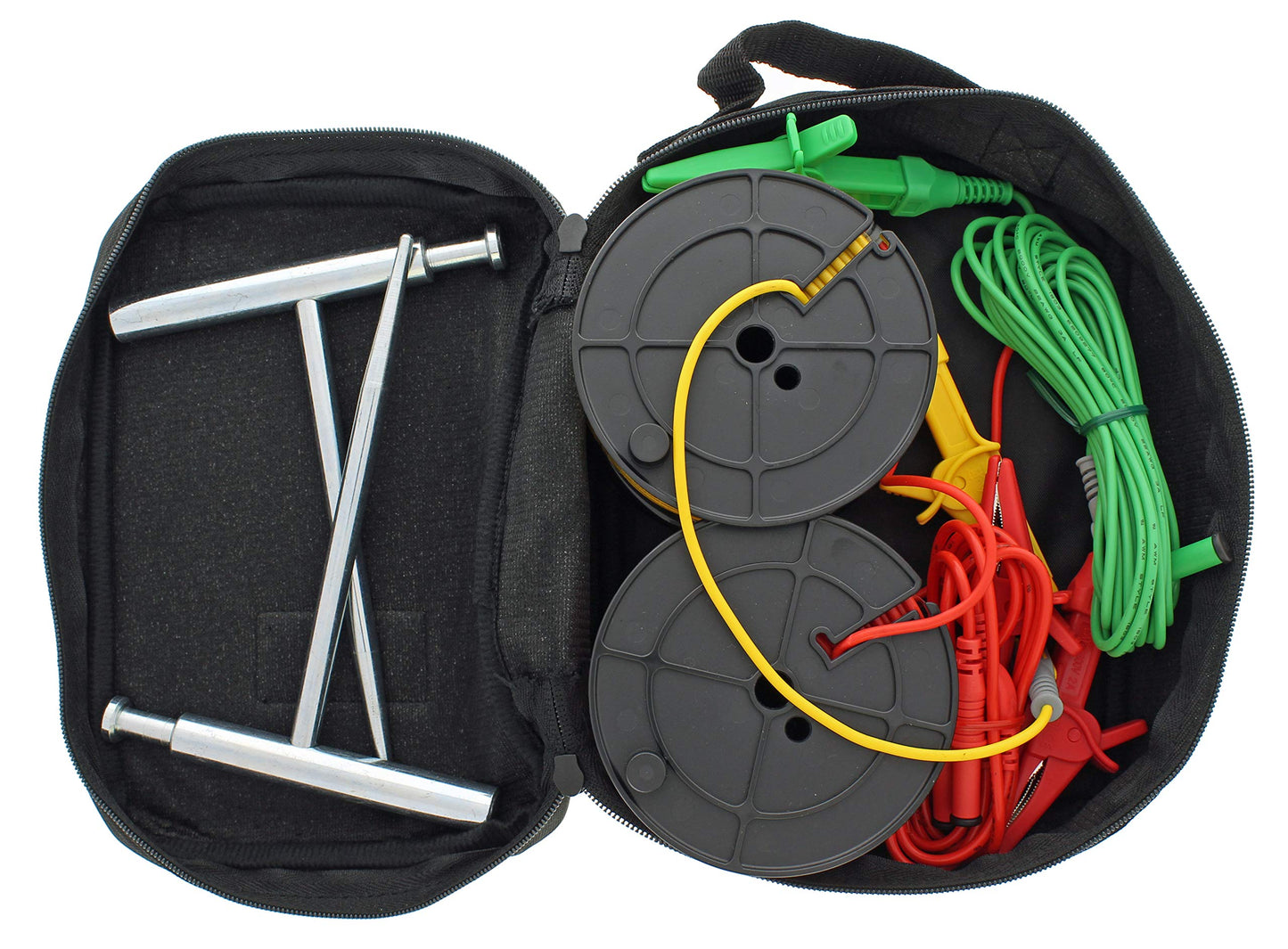 Ideal Electrical 3-Pole Ground Resistance Tester, Auto-Ranging Earth Voltage & Ground Rod Measurement, Non-GFCI Tripping Design, Zero-Ohm Adjust, Data Hold, Hard Case, Leads & Electrodes