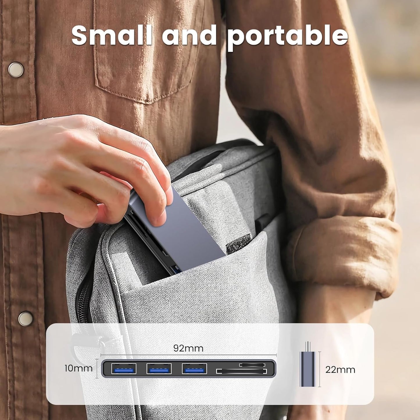 MOGOOD 5 1 1USB 3.0, 2USB 2.0, in USB C to SD/TF Card Reader Multiport Adapter, SD/TF Card Reader Adapter, Compatible