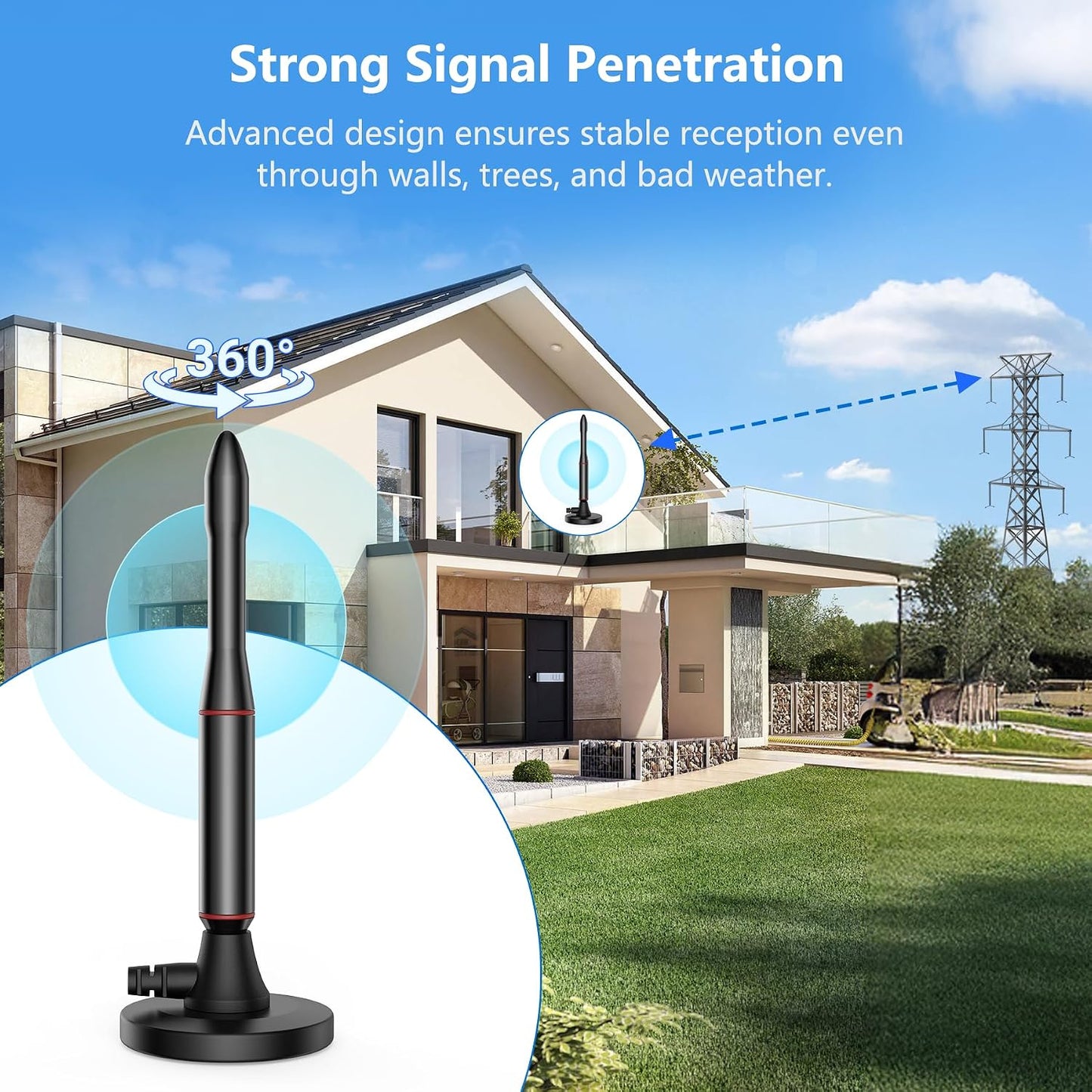 Generic 4K 1080p 16.5ft TV Antenna Indoor, Support with Signal Booster for Local Channels, Antenna for Smart TV, Long