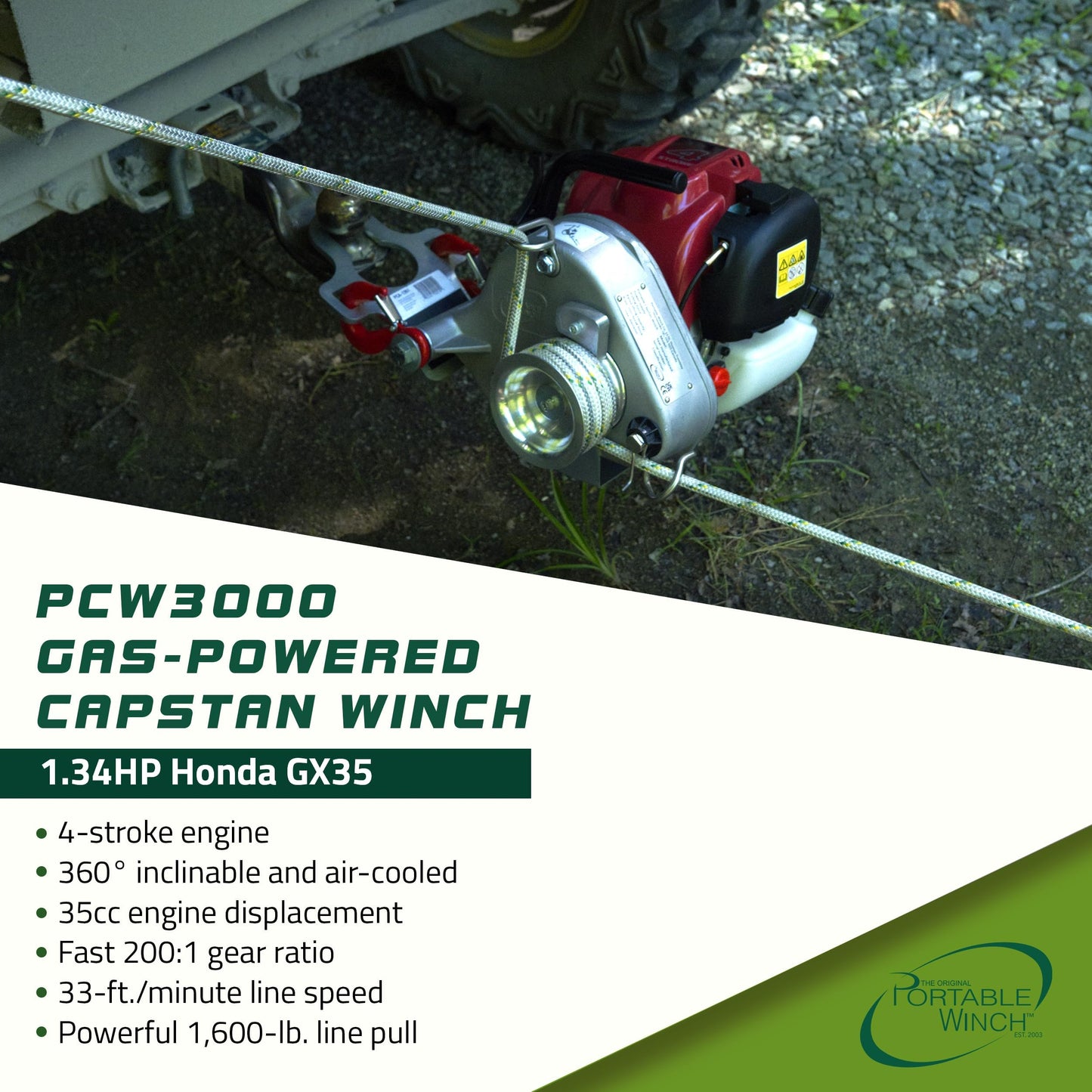 Portable Gas Winch - PCW3000 by Portable Winch Co.
