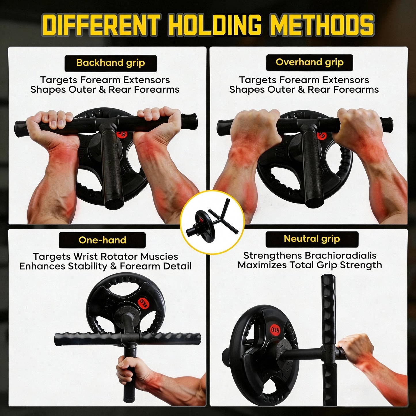 Vorynne Strong Arm Forearm Trainer & Wrist Strengthener, Adjustable Alloy Steel Forearm Bar Grip Trainer with Non-Slip Handle & Clamp, Portable Forearm Exerciser for Home Office Gym