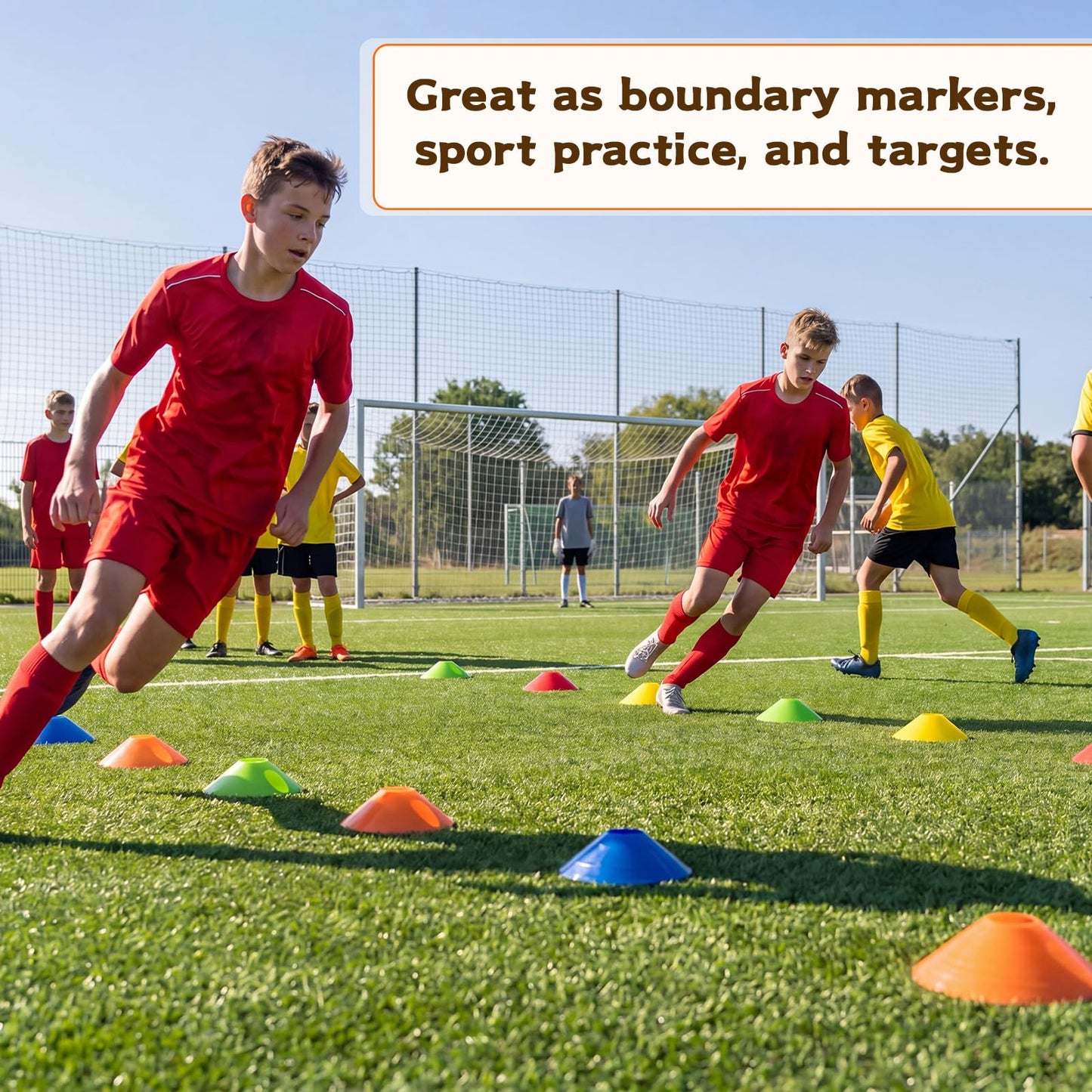 Yunsailing 204 Pcs Soccer Cones with Straps Set, Disc Training Cones Bulk Agility Cone Sports Cone for Drills, Challenge, Football, Basketball, Skating, Coaching, Practice Equipment, Indoor, Outdoor