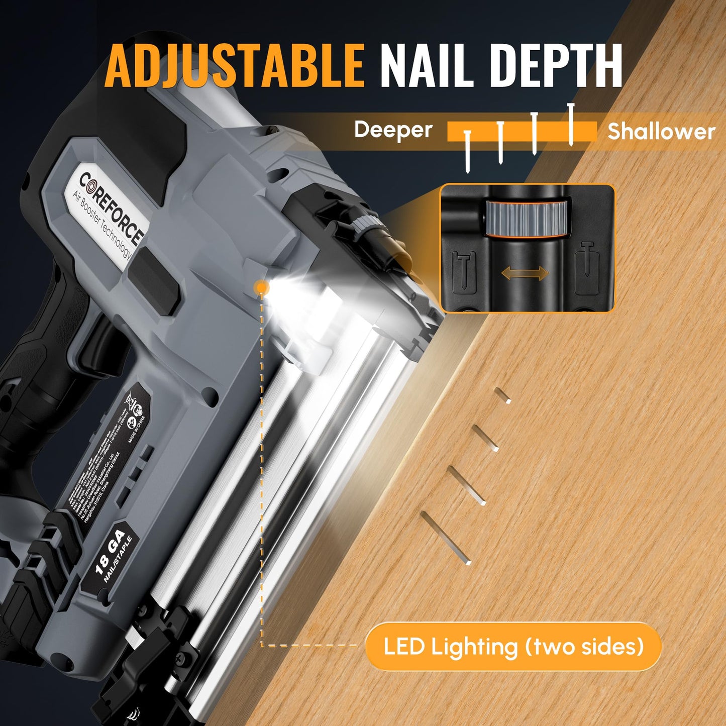 WORKPROX 20V Cordless Brad Nailer kit, 18 Gauge 2-in-1 Nail & Staple Gun with 2.0Ah Rechargeable Battery, 1000 Staples & 1000 Nails, for Woodworking, Upholstery, DIY Projects & Home Improvement