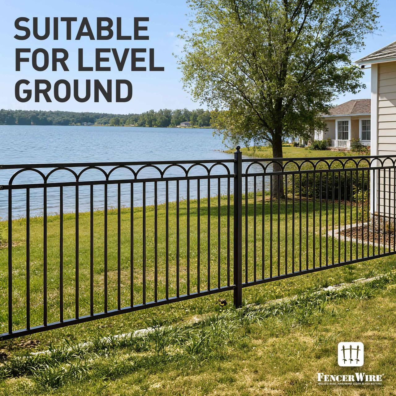 Fencer Wire 100FT Heavy Duty Arc Fence Barrier Kit, Anti-Rust Metal Steel Fence with 5FT Height X 8FT Width Panels, Gate, Posts, Connectors, Outdoor Fencing for Yard, Pool, Patio