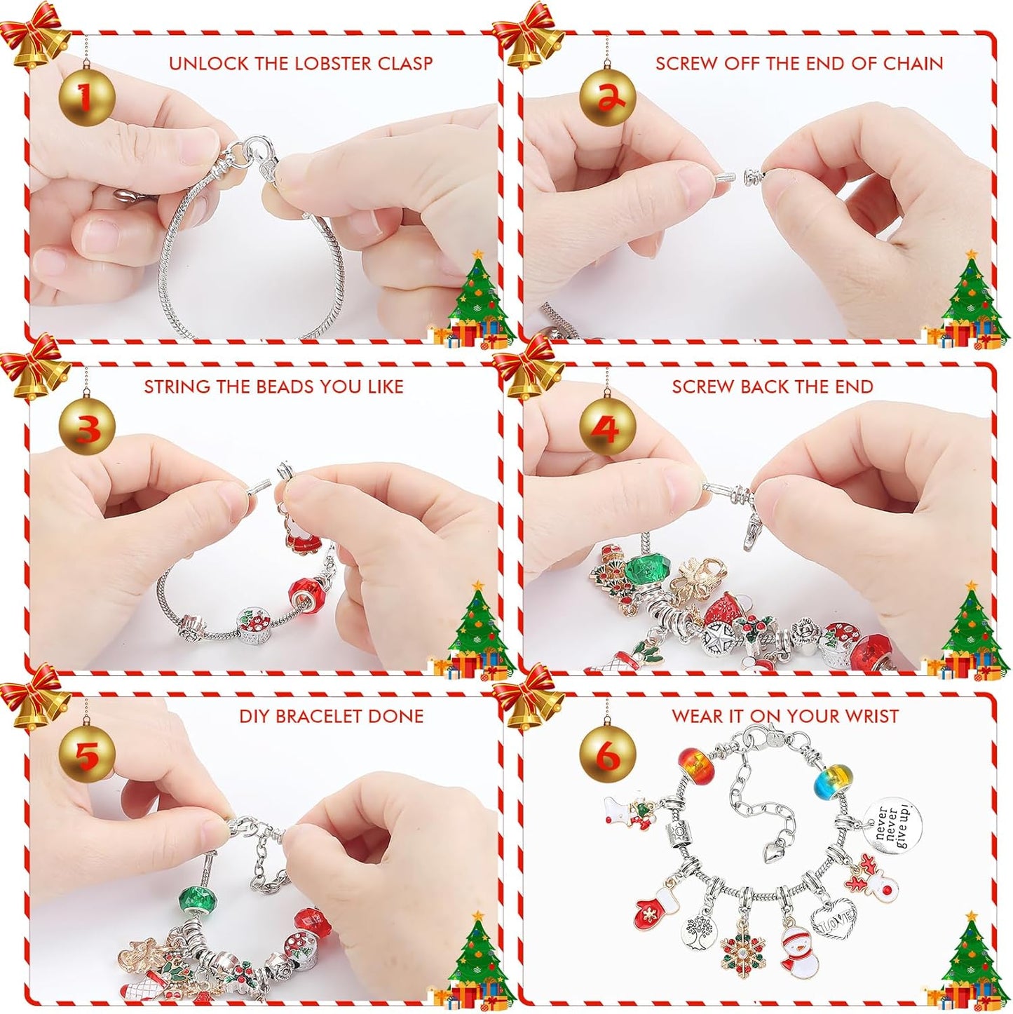 Regine Switzerland Christmas Advent Calendar Bracelets - 24-Day DIY Jewelry Kit for Women