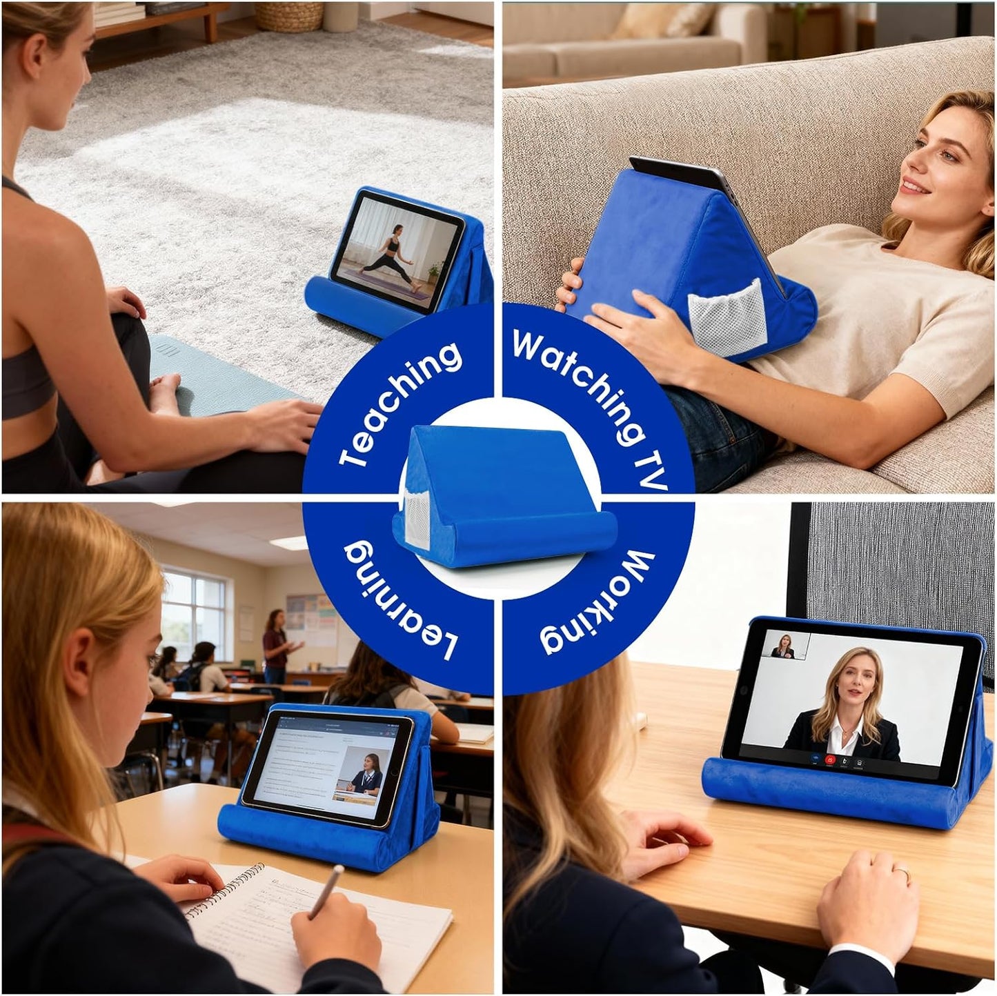 Sttargxing Universal Multi-Angle Tablet Holder - Soft Pad Stand with Net Pocket & Phone Stands for Lap, Knee, Sofa