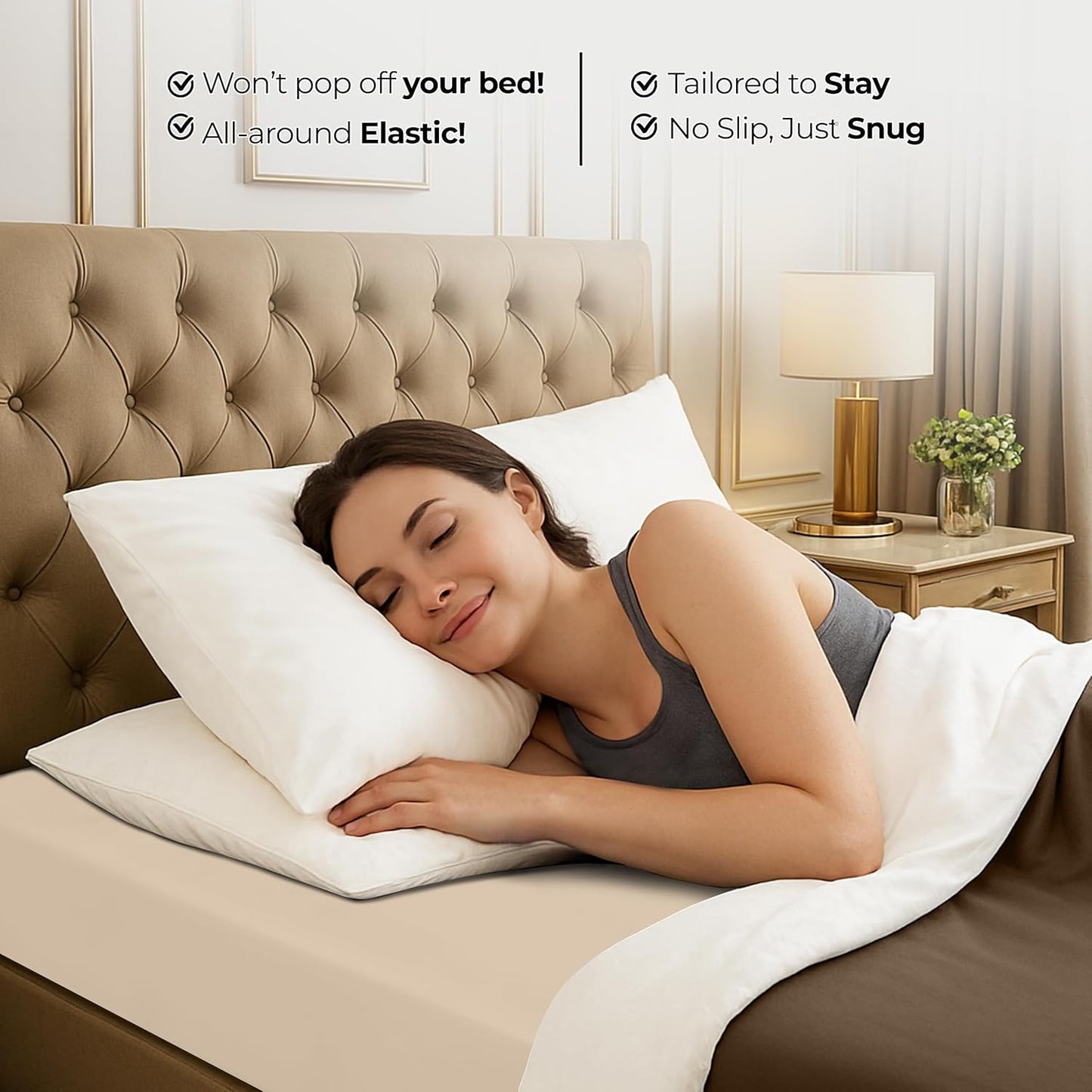 Utopia Bedding King Fitted Sheet - Deep Pocket Soft Microfiber - Fade Resistant & Easy Care (Beige)