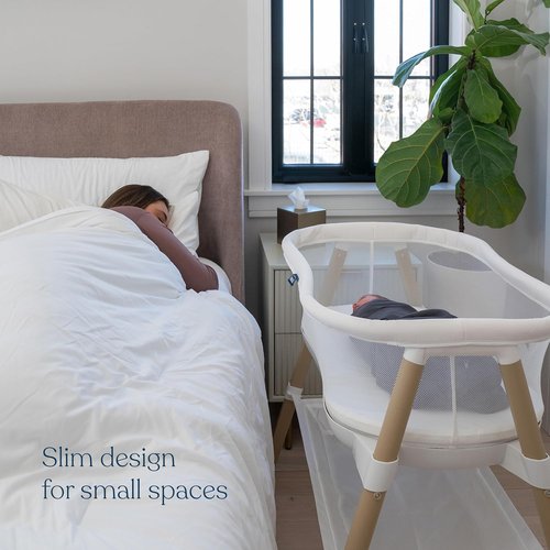 HALO® BassiNest® Essential Sleeper - Portable Baby Bassinet with Breathable Mesh & Storage Shelf - Lightweight Bedside Crib for Newborns