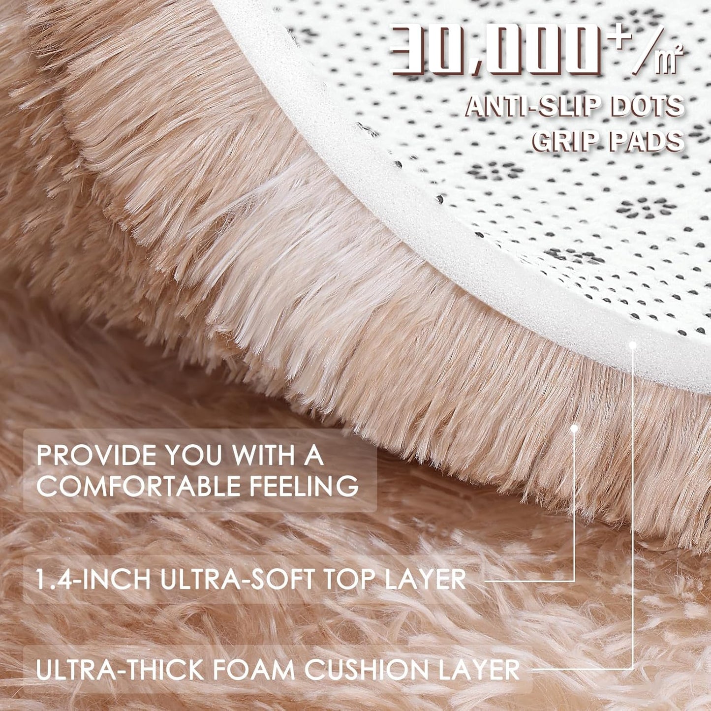 OLANLY Area Rug - Soft Fluffy Shaggy Carpet for Living Room & Bedroom | Machine Washable 4x5.9 Feet - Beige Tie-Dye