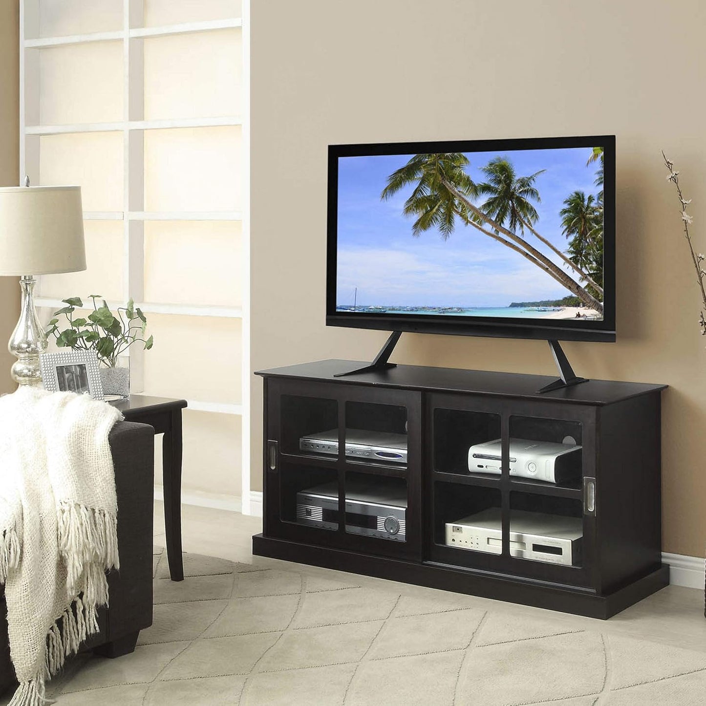 Atlantic 42" 66 lbs, 63607103 Table Top TV Stand - Universal Adjustable Table Top TV Stand, Adjust Height, Base Mount
