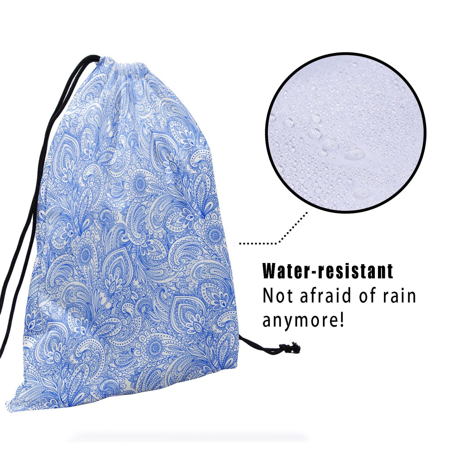 Blue White Floral Grip Bag - Traditional Flower Grip Bags for Gymnasts with Teal Flowers, Adjustable for Personal Equipment