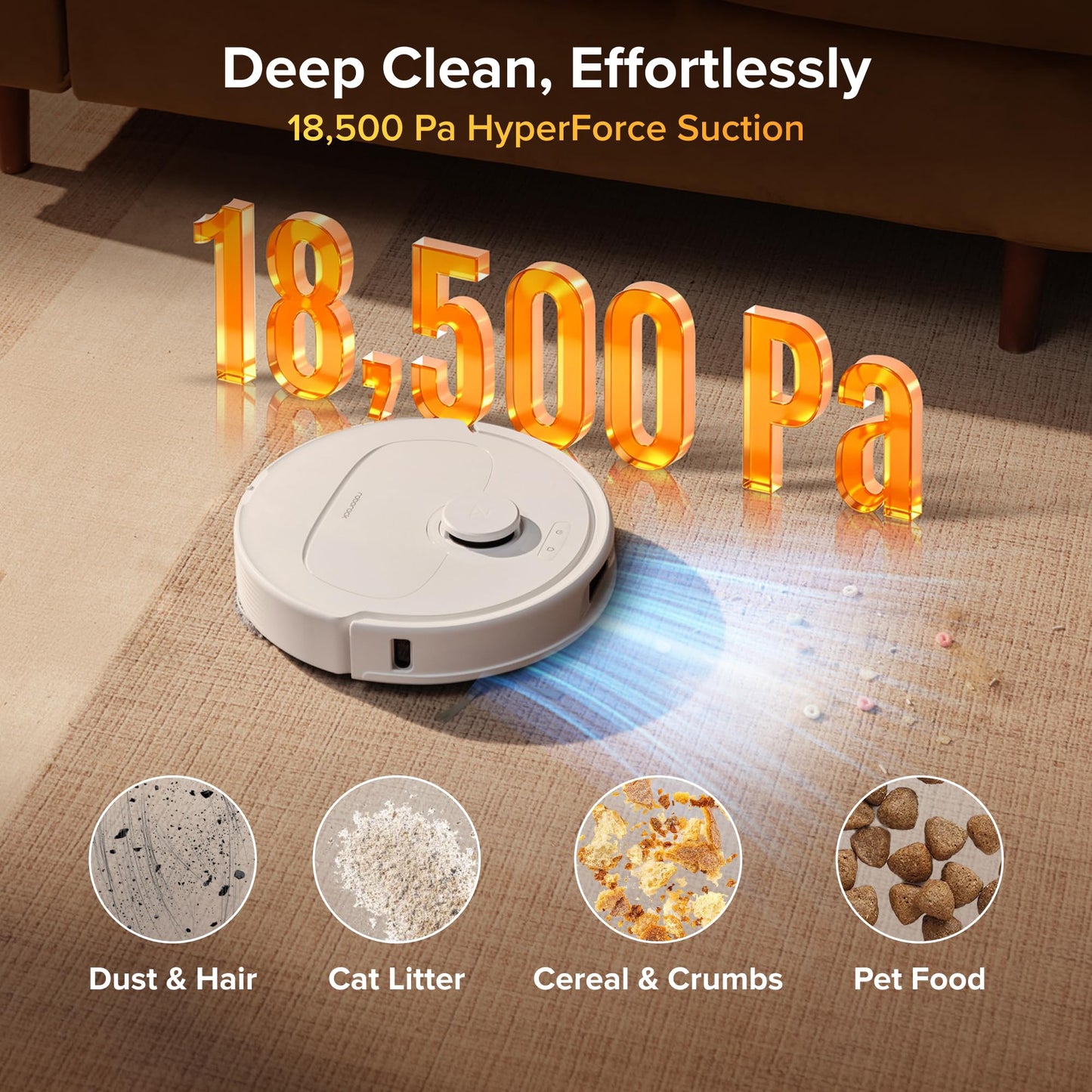 roborock Qrevo S Pro Robot Vacuum and Mop, 18,500Pa Suction, Multifunctional Dock with 167℉ Mop Self-Cleaning, Smart Obstacle Avoidance, Anti-Tangle Brush, Liftable Spinning Mop, White