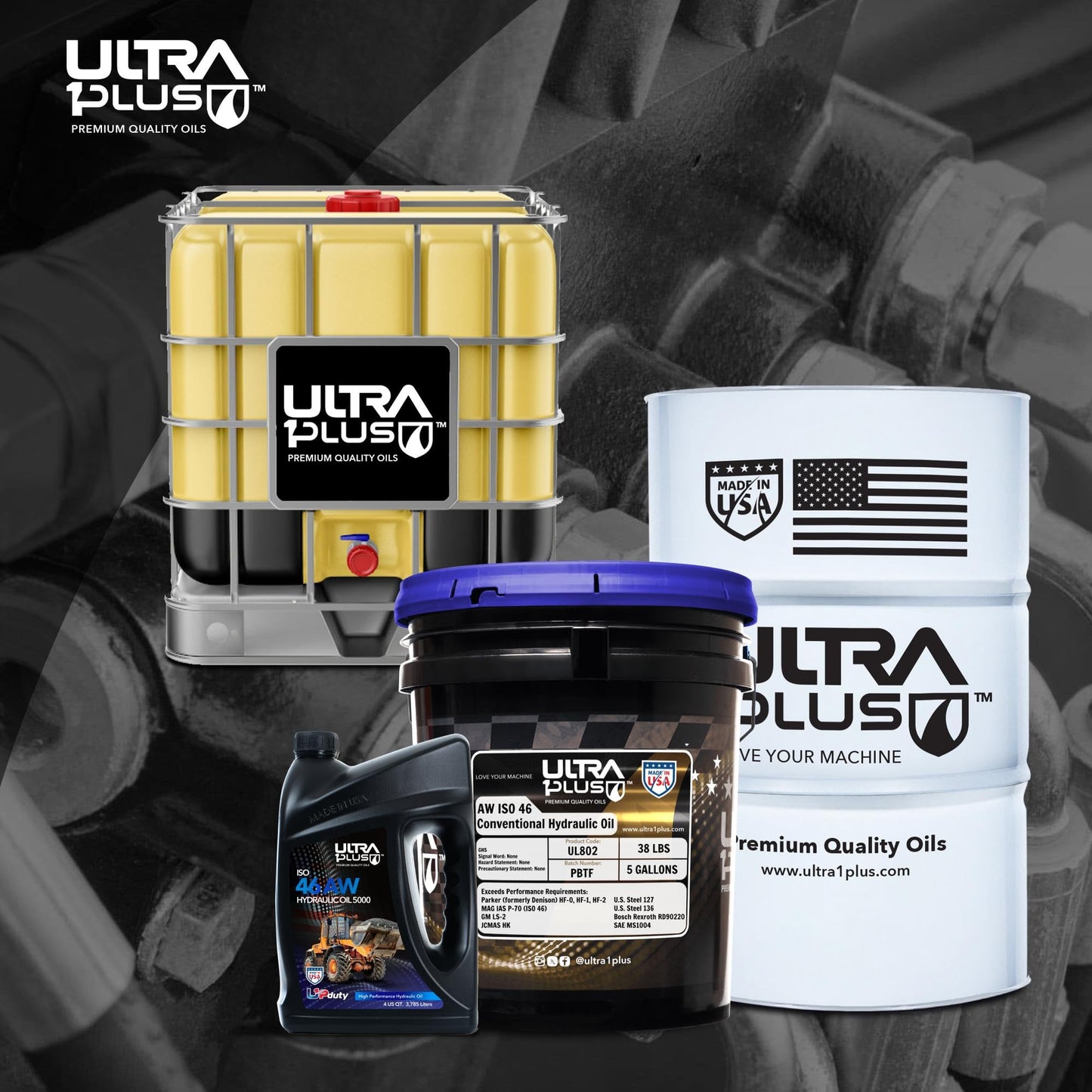 ULTRA 1PLUS AW ISO 46 Hydraulic Oil (5 Gallon Pail) | Anti-Wear Paraffinic Fluid for Industrial & Mobile Equipment