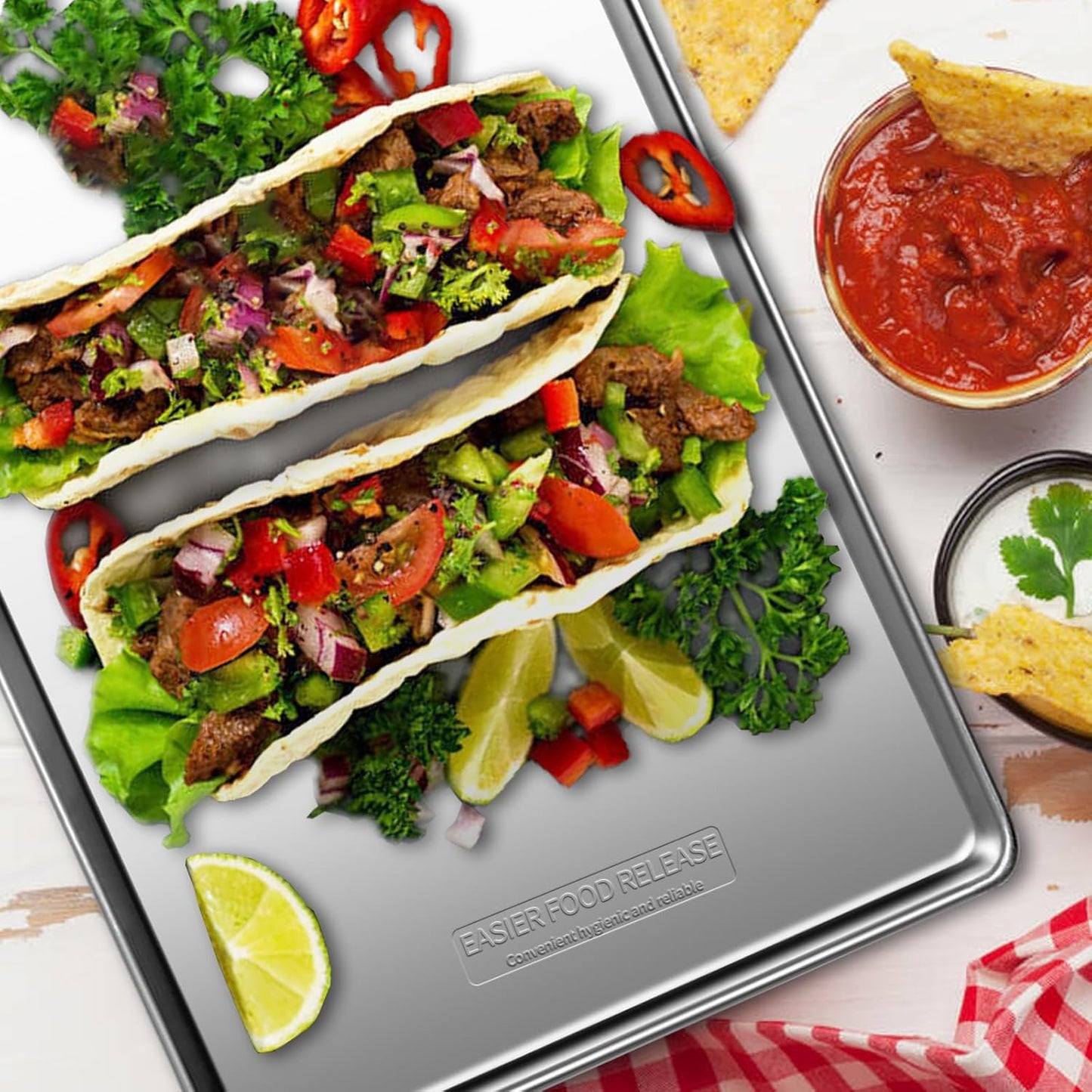 Skiennix Baking Sheet Pan Set - Commercial Quality Nonstick Cookie Trays | 2 Pack, 18x13 Inch
