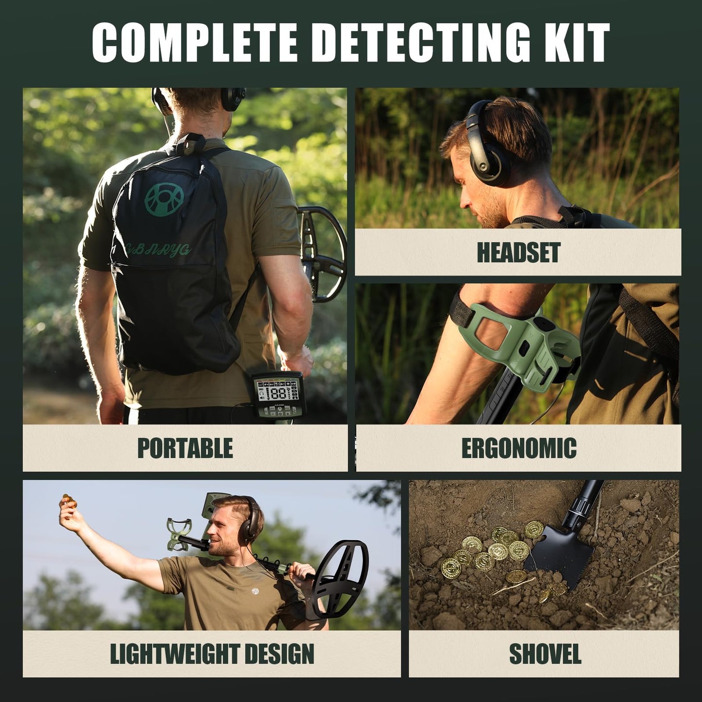 Gbnryg Professional Metal Detector for Adults,12" IP68 Waterproof Search Coil with LCD Backlight,5 Modes Gold Detector,Advanced DSP Chip&High Accuracy System for Beach/Gold Hunting