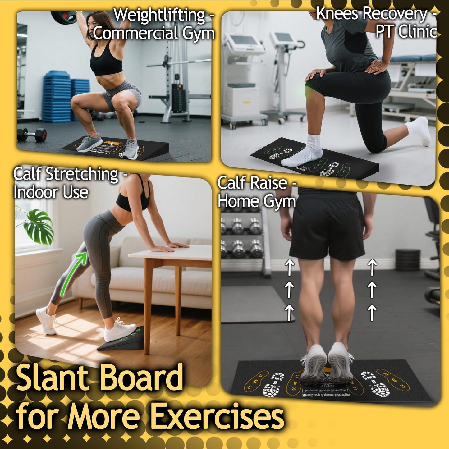 Squat Wedge Height-Adjustable Slant Board: 2Pcs Wide Wedges for Weightlifting Leg Glute Workout Improve Strength and Mobility for Gym Home
