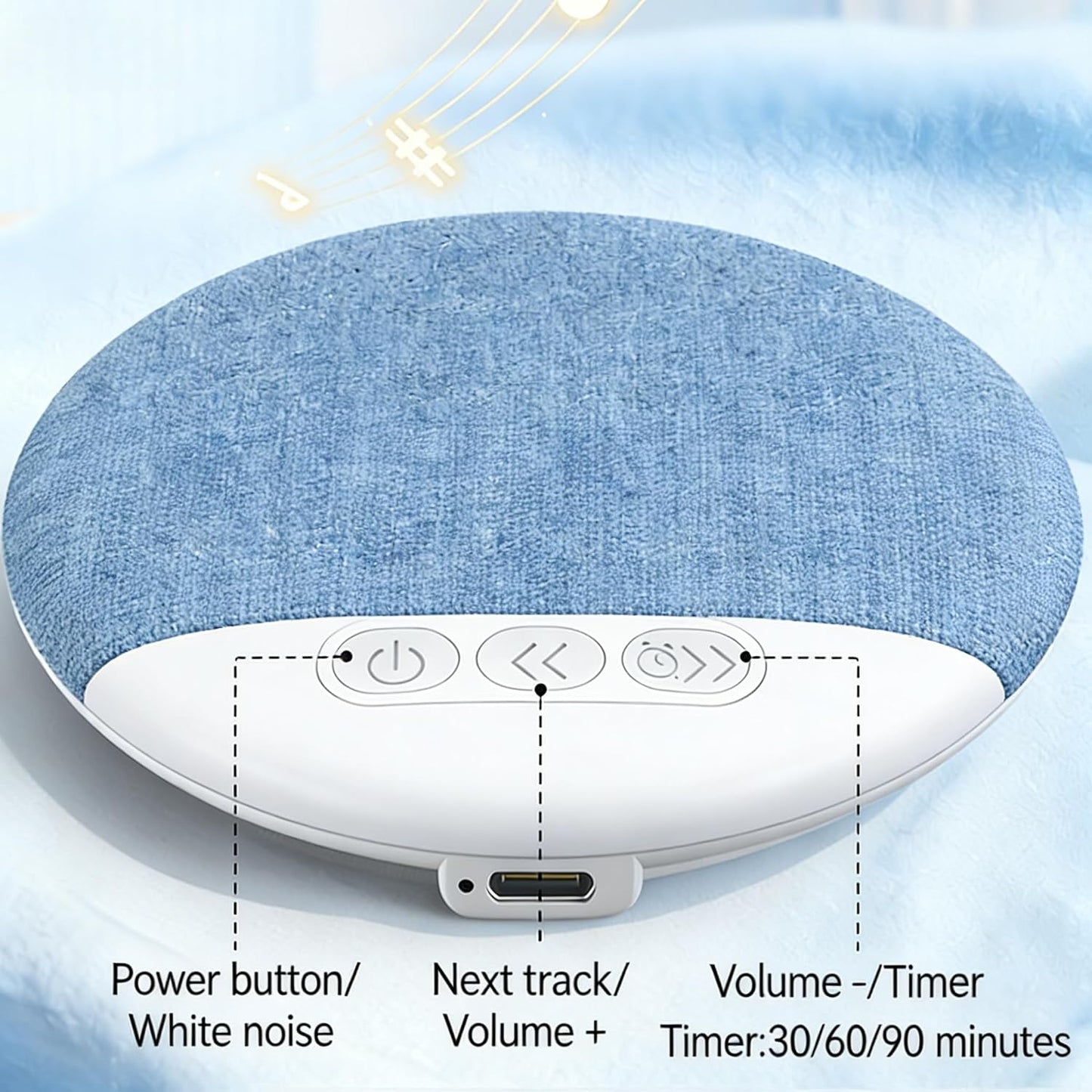 Generic 2026 New Sleep Pillow Speaker, Bluetooth White Noise Timer Wireless Sleep Aid, Hi-Fi Stereo Bass Private