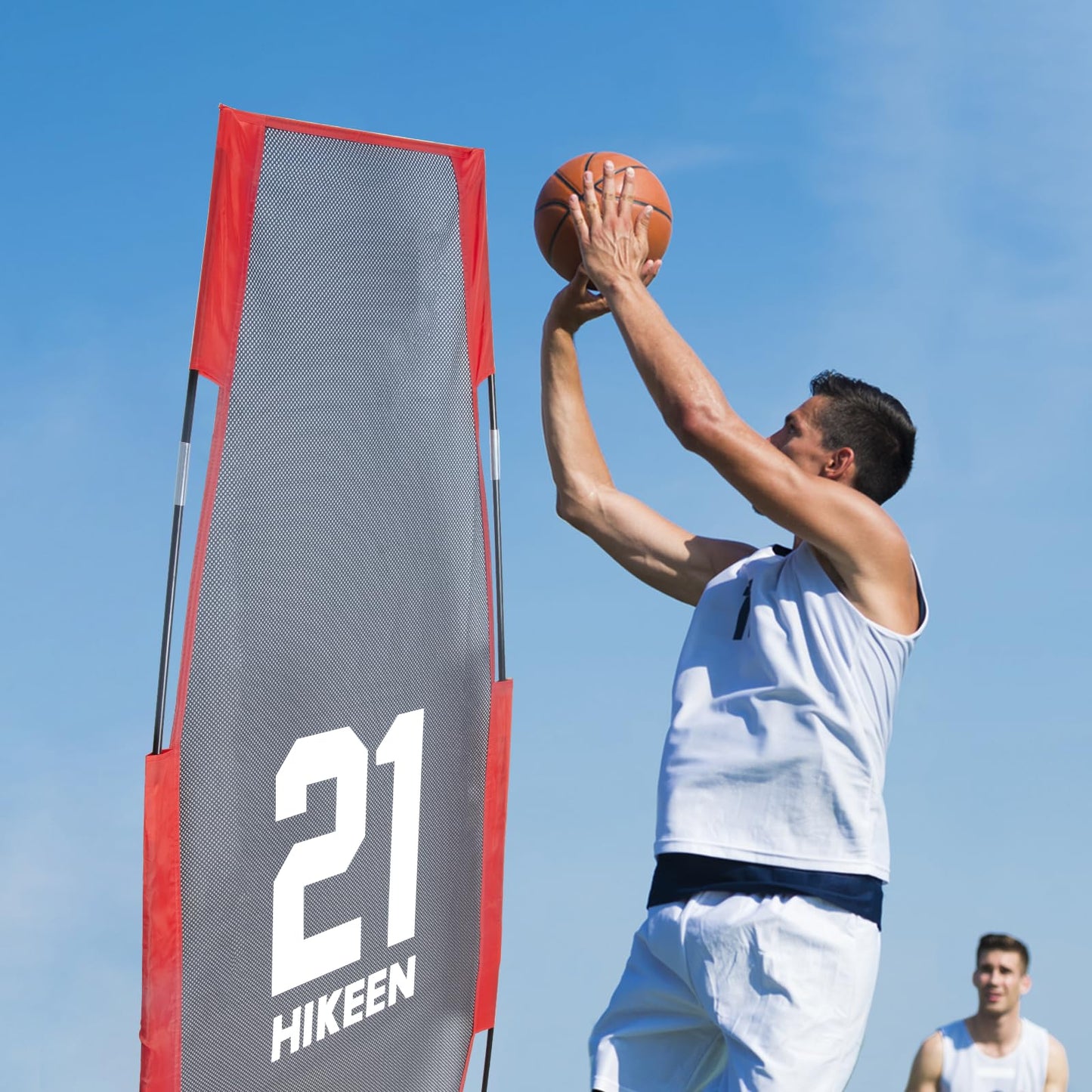 Hikeen Basketball Defender Dummy, Training Equipment for Practice Basketball Dribbling, Shooting, Passing - 2 Sizes Folding Poles, 4 Reinforced Base Sandbags