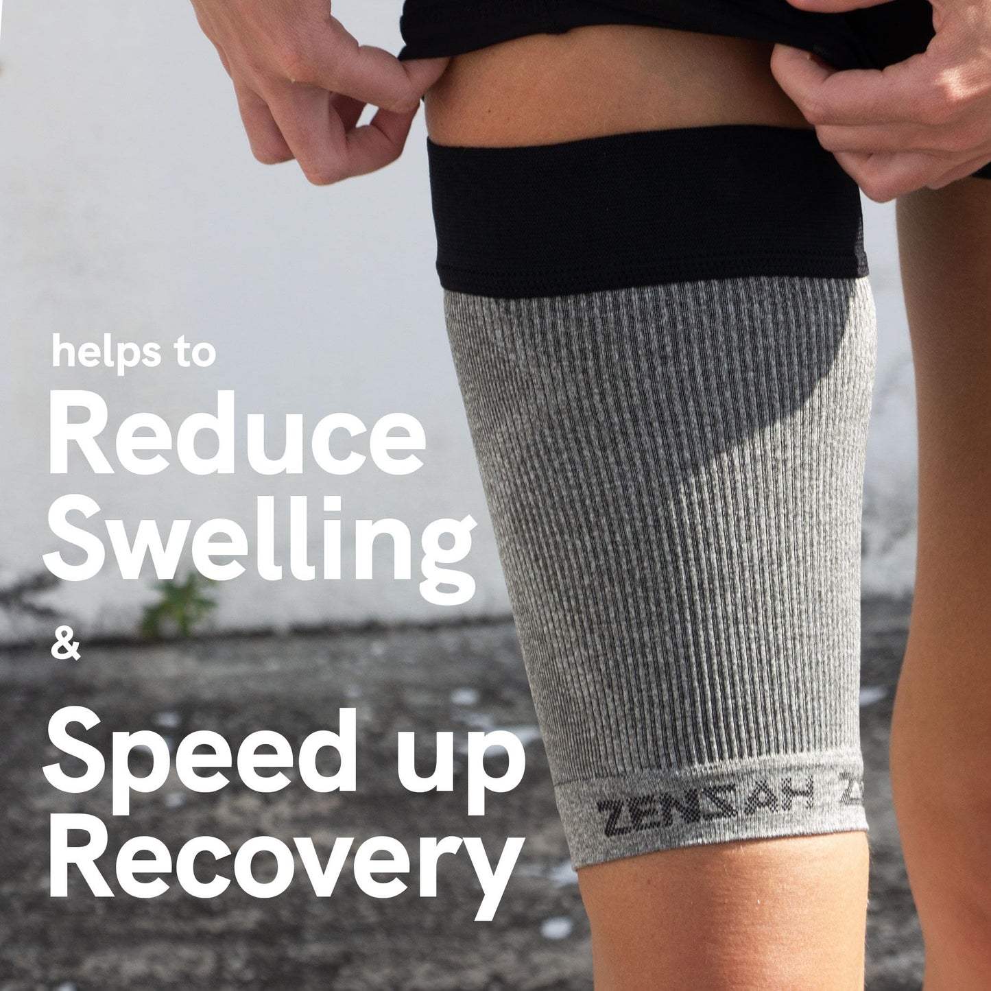 Zensah Thigh Compression Sleeve - Support for Pulled Hamstring, Quad Strain, Groin Compression Wrap for Men and Women (Large, Midnight Black)
