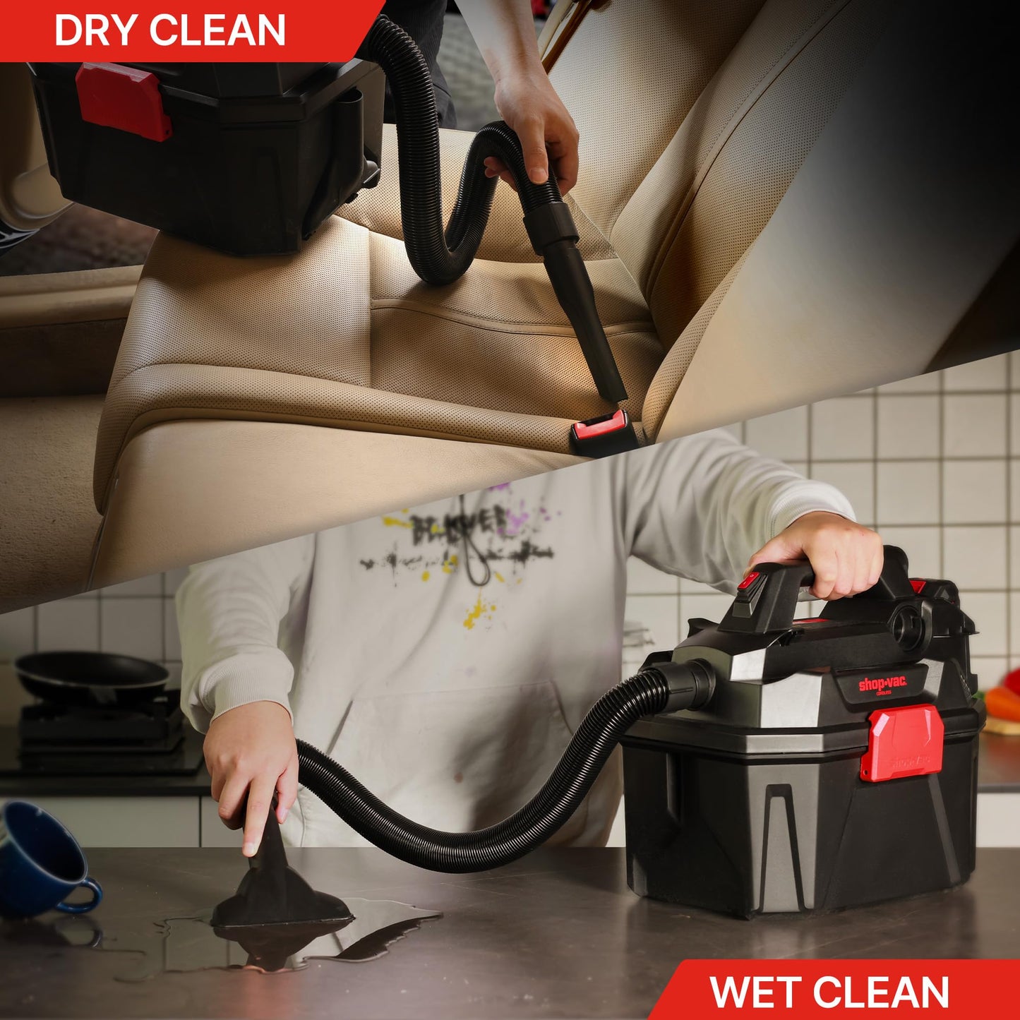 Shop-Vac 5430023 20V Cordless Wet/Dry Vacuum, 2 Gallon, 1.5 Inch Diameter x 5 Foot Hose, Portable Design for Quick Cleanups in Home and Garage