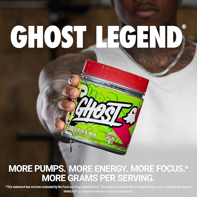 GHOST Legend Pre-Workout Powder, Warheads Sour Watermelon - 30 Servings ??Pre-Workout for Men & Women with Choline, L-Citrulline, & Beta Alanine for Energy & Focus