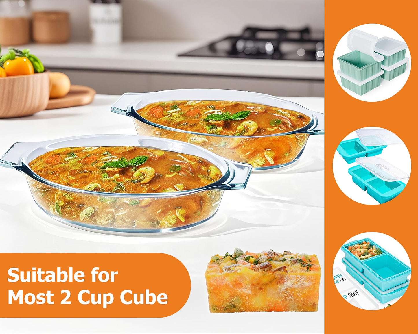Small Casserole Dishes Oval 2 Pack, 23oz Glass Au Gratin Baking Dish, Individual Oval Baking Pan for Oven Microwave Air Fryer, 1 or 2 Person Servings, Bakeware Clear Prep Bowls with Handle