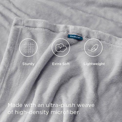Bedsure GentleSoft Fleece Blanket - Lightweight Plush Cozy King Size in Light Grey, 102x96 Inches
