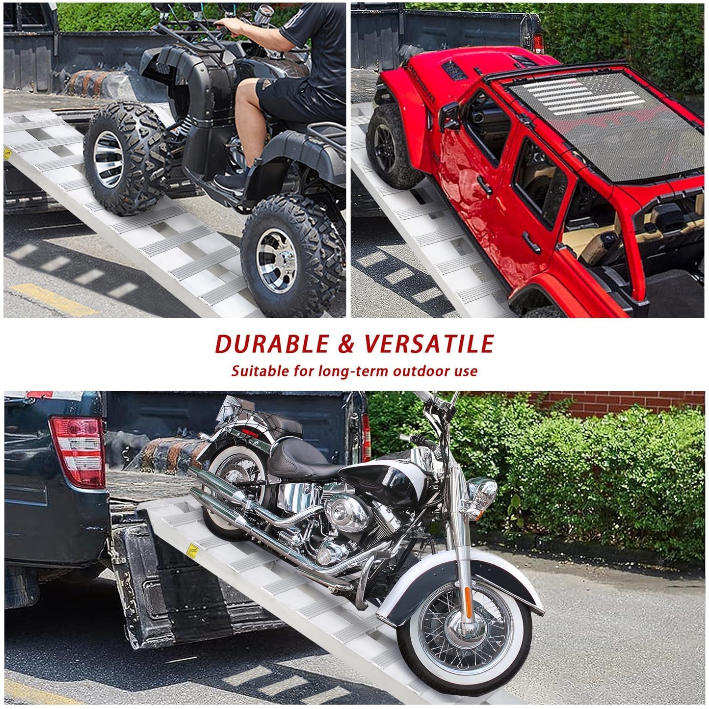 GarveeTech 94"x 15"Aluminum Trailer Ramps, 6000 Lbs Capacity Heavy-Duty Loading Ramps with Top Hook Attaching End, Universal Alu Loading Ramp for Truck Auto,Tractor,Motorcycle, Lawn Mower