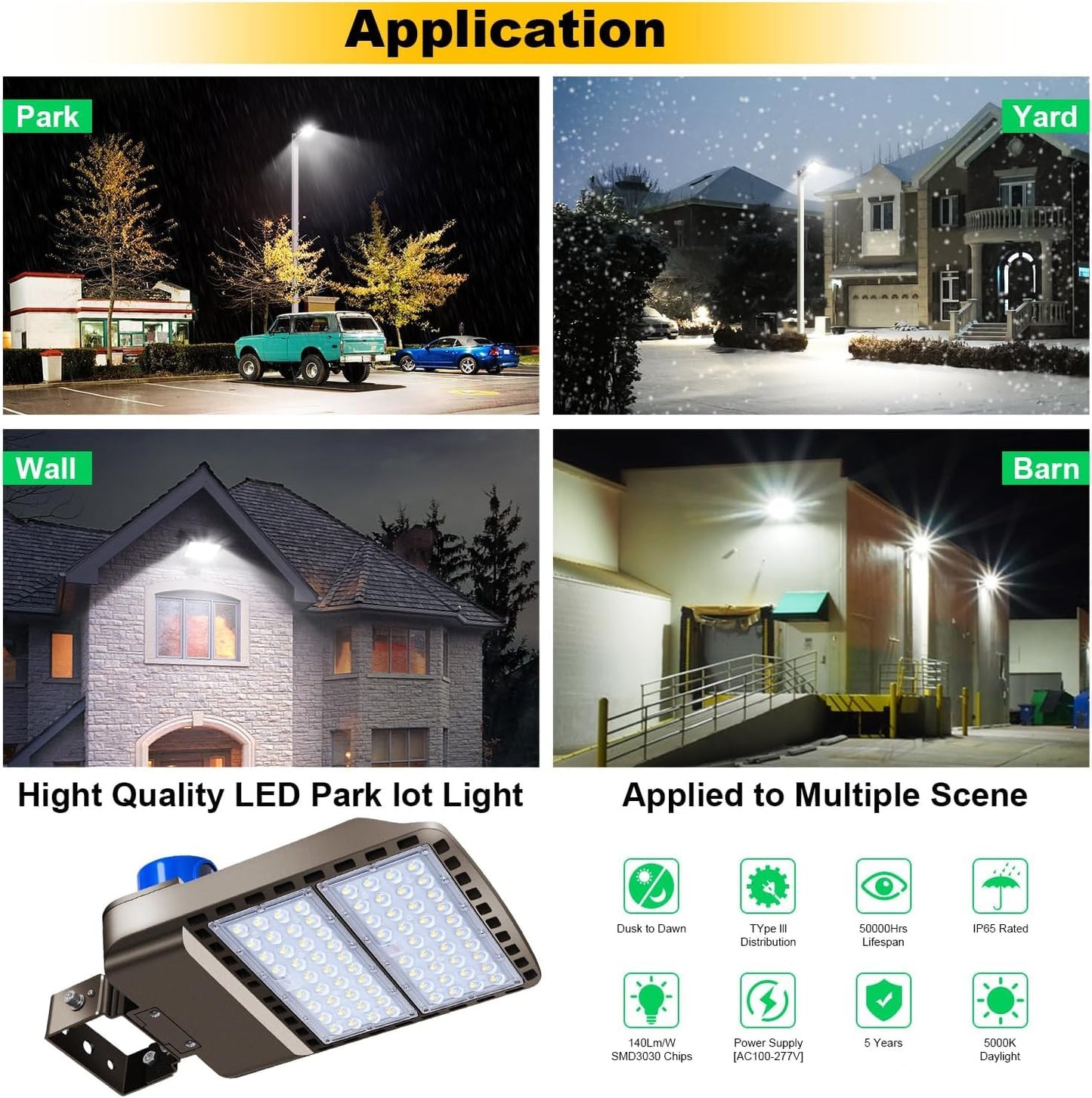 BIRITALO 0-150000LM Led Stadium Lights Outdoor Dimmable 0-1000w Super Bright Led Arena Flood Light 100-277v 5000k Yoke Mount IP66 Waterproof Pole Light Commercial for Square, Golf Court, Port
