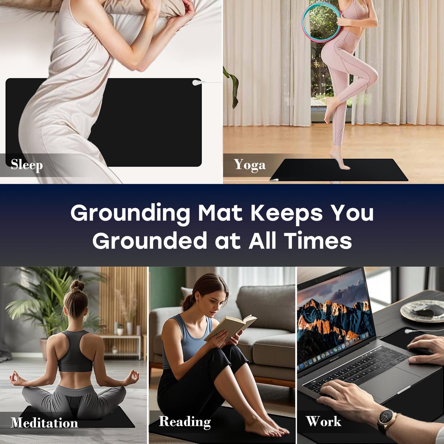 Grounding Mat for Desk, Grounded Mats for Sleep, Pain Relief, Stress Relief, Earth Connected Therapy. Grounding Pads with 15ft Cord, Indoor Grounded for Full Body Balance & Wellness Support(26.5x10in)
