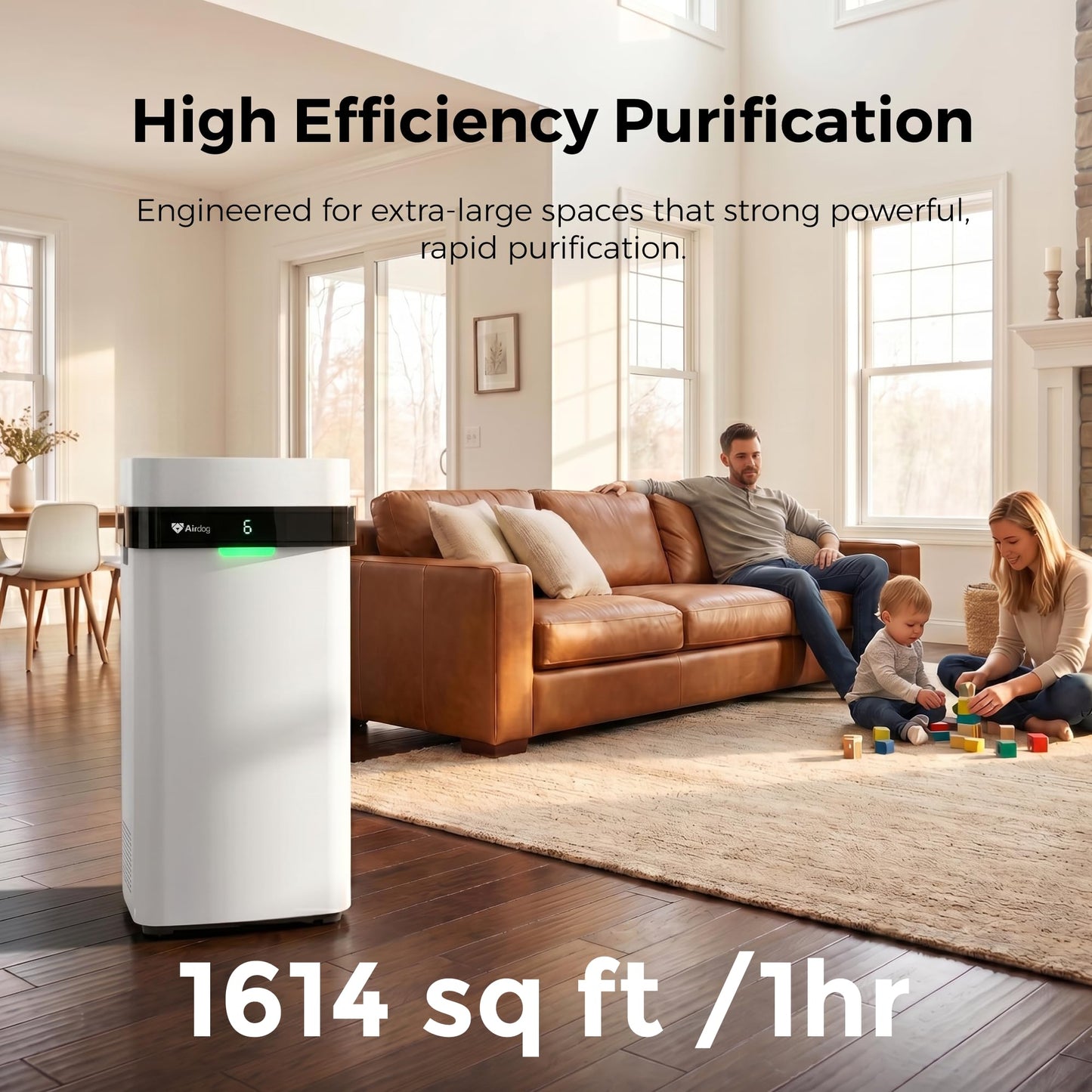 Airdog X5 Air Purifiers for Large Room, Patented TPA Tech Cover Up to 1614 Ft²,Washable and Reusable Filters,Whisper Quiet Smart Air Cleaner for Home, Pets, Allergies, Virus, Dust, Mold, Smoke