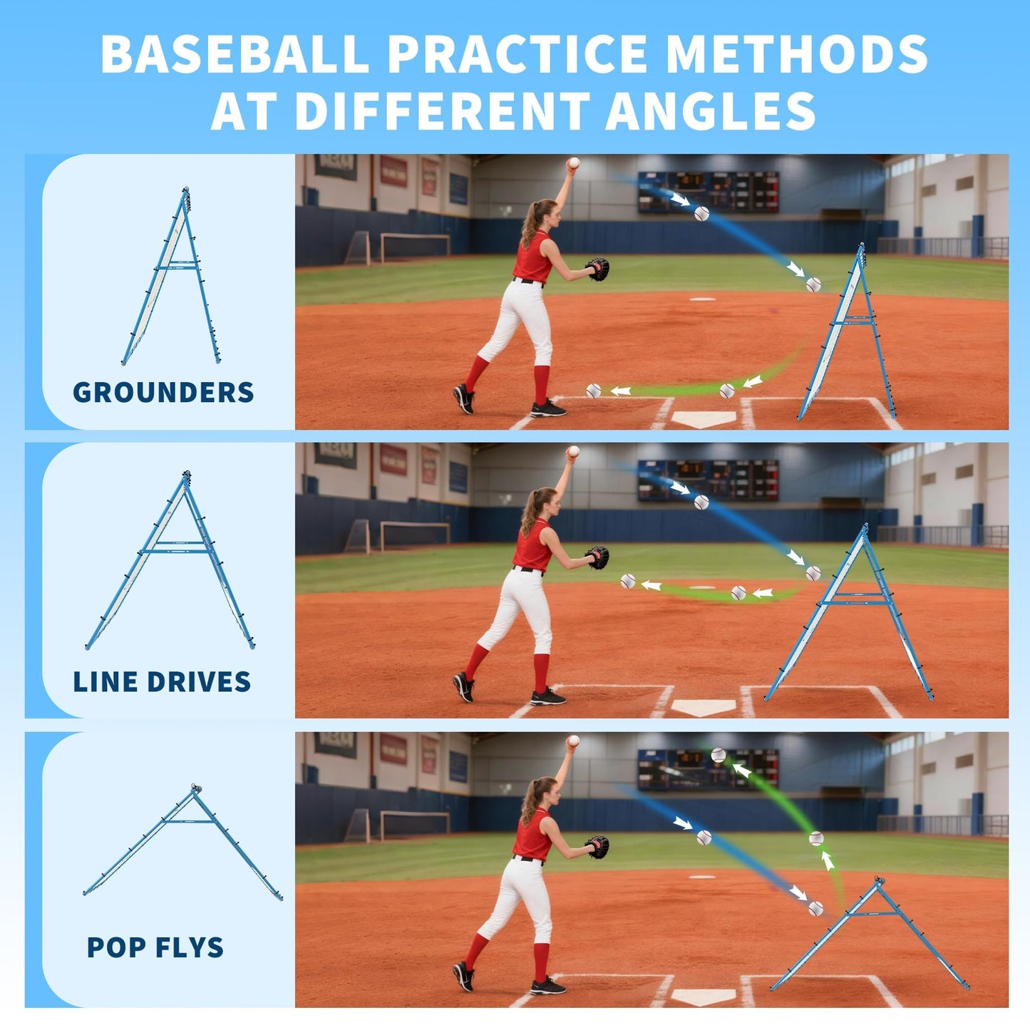 Garvee Baseball Pitching Rebounder Net, 5x4 Ft with 9 Hole Batting, Adjustable Angle Pitchin Back Trainer for Softball & Baseball Practice, Backyard Training Net