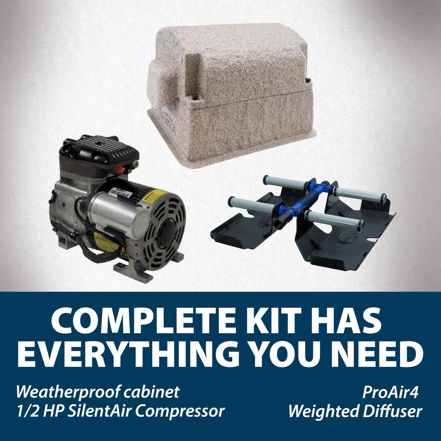 Airmax PondSeries PS10 Aeration System, Pond & Lake Aerator, Aerate Ponds & Lakes up to 1 Acres, Quiet & Energy Efficient Compressor, Maximum Water Circulation, 1 Air Diffuser Kit, 115v