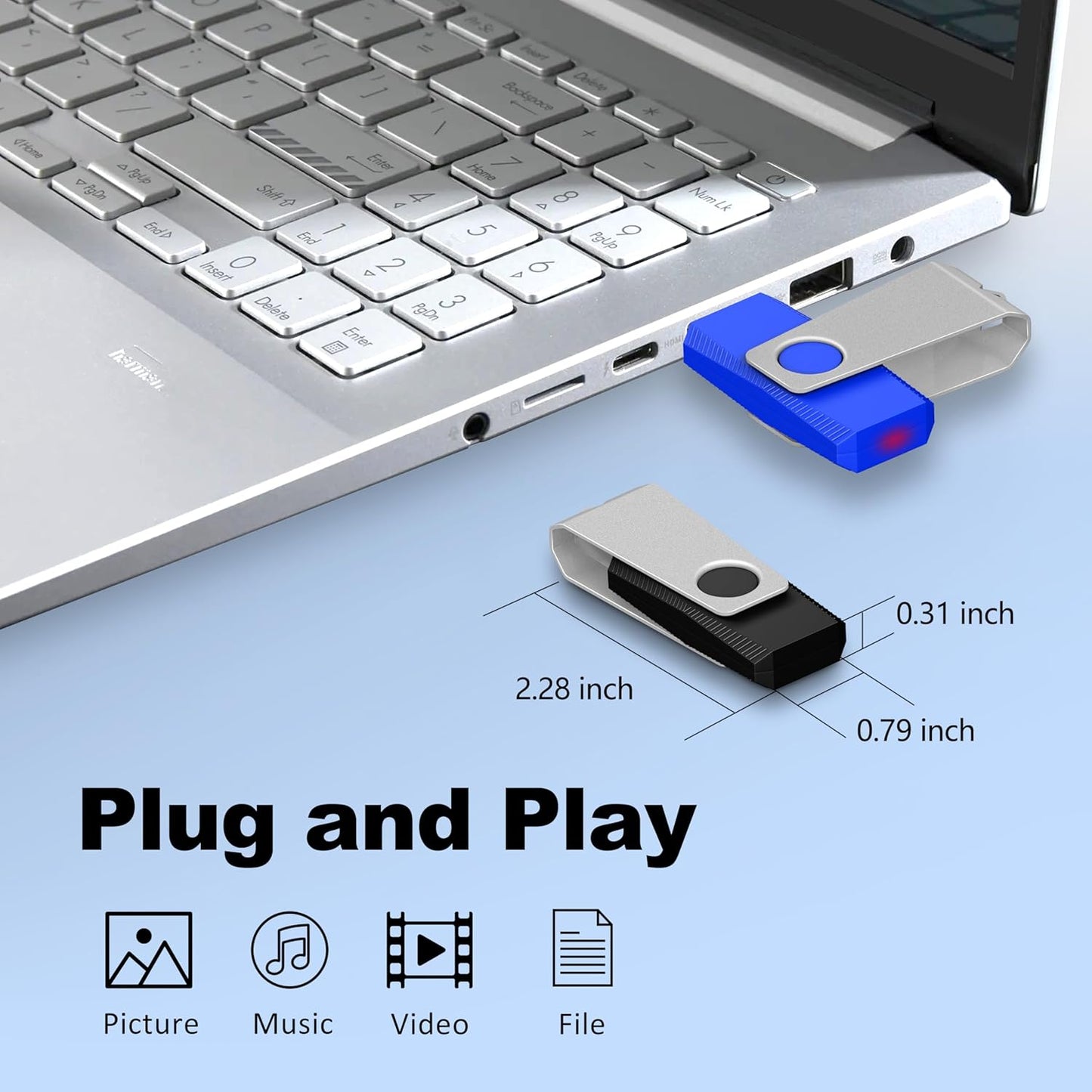 TEWENE 32GB 2-Pack 2.0 (&2PCS (32GB USB Flash Drive Thumb Drive USB Flash Drives Type-C Adapter) Zip Drive USB Memory