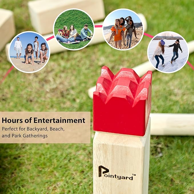 Pointyard Kubb Yard Game Set, Kubb Game Set with Carrying Bag - Wooden Toss Game Set for Outdoor Lawn Teenagers Adults Family