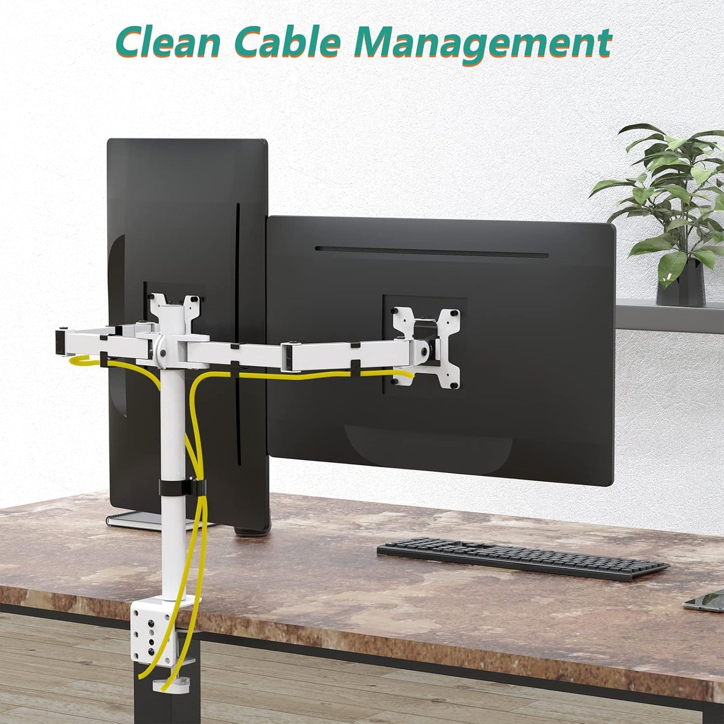 WALI 2 27 inch, 22 lbs. (M002-W), Mount Stand Fits Screens up to Weight Capacity per Arm White