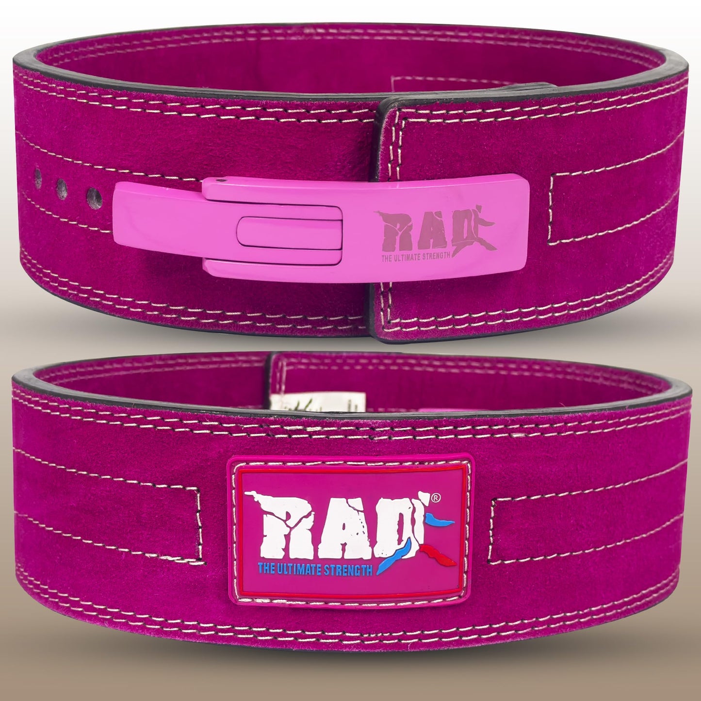 RAD Lever Weight Lifting Gym Belt for Men & Women, Size 63 TO107 CM, Thick 10MM & Width 4 Inch, Leather, Black