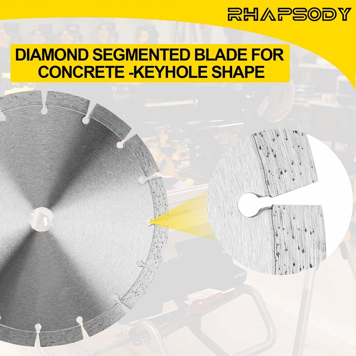 RHAPSODY 10 Inch Diamond Saw Blade 2Pcs, Segmented General Purpose Blade Dry/Wet Cutting Concrete, Masonry, Brick, Block, Paver 7/8"-5/8" Arbor