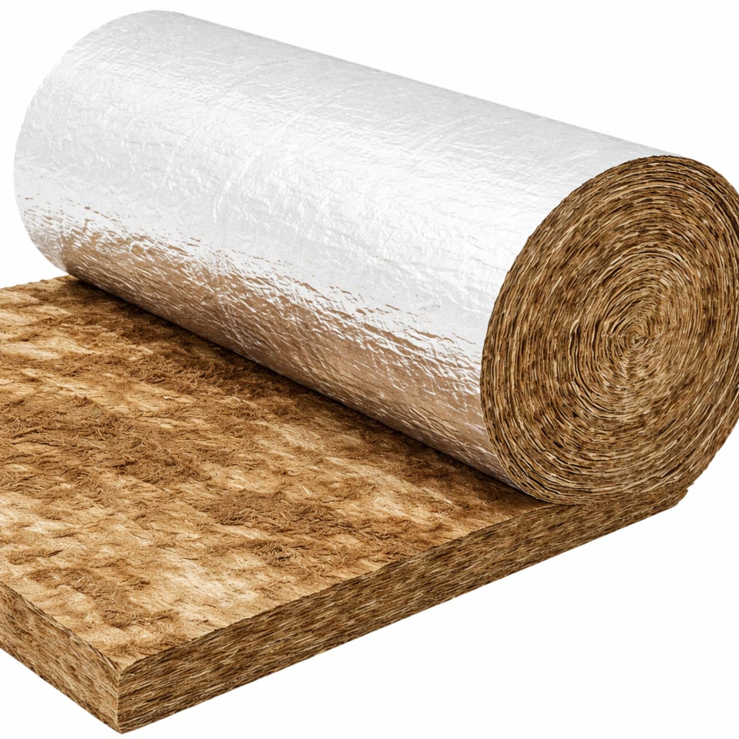 R6 Fiberglass Duct Insulation Wrap 200 sq, 48" x 50 ft Foil Faced Roll Thick Heat & Sound Insulation for HVAC Ducts, Attics, Garages & DIY Repairs
