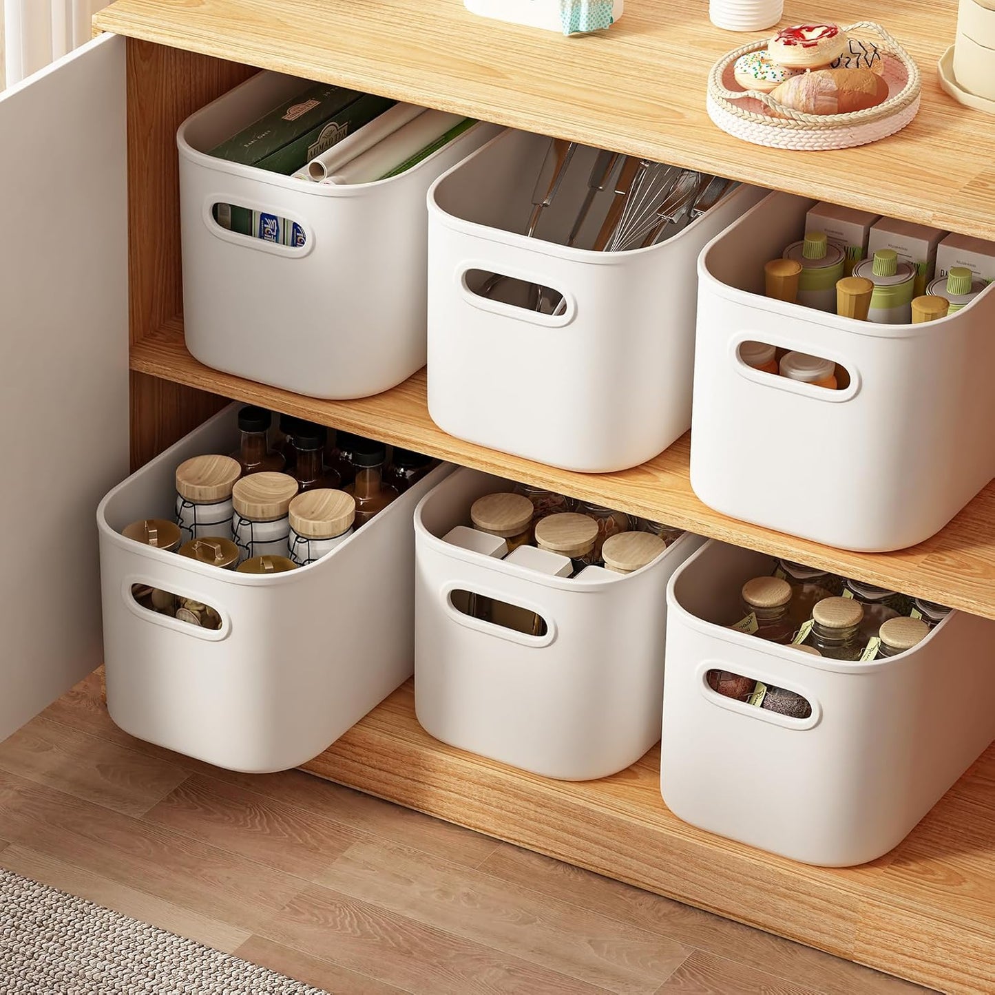 ORGIDOL 8 Pack White Storage Bins - Stackable Containers with Lids for Organizing Crafts & Snacks | 9.85x6.9x5.7 Inch