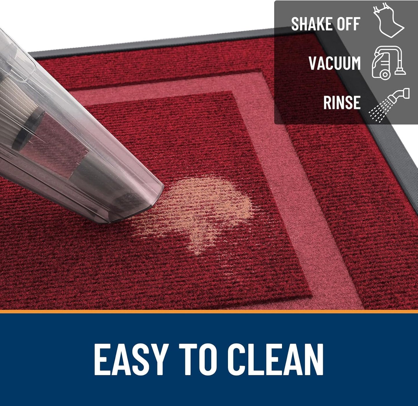 OLANLY Waterproof Front Door Mat - All-Season Indoor/Outdoor Doormat | Sturdy Natural Rubber, 59x35, Wine Red