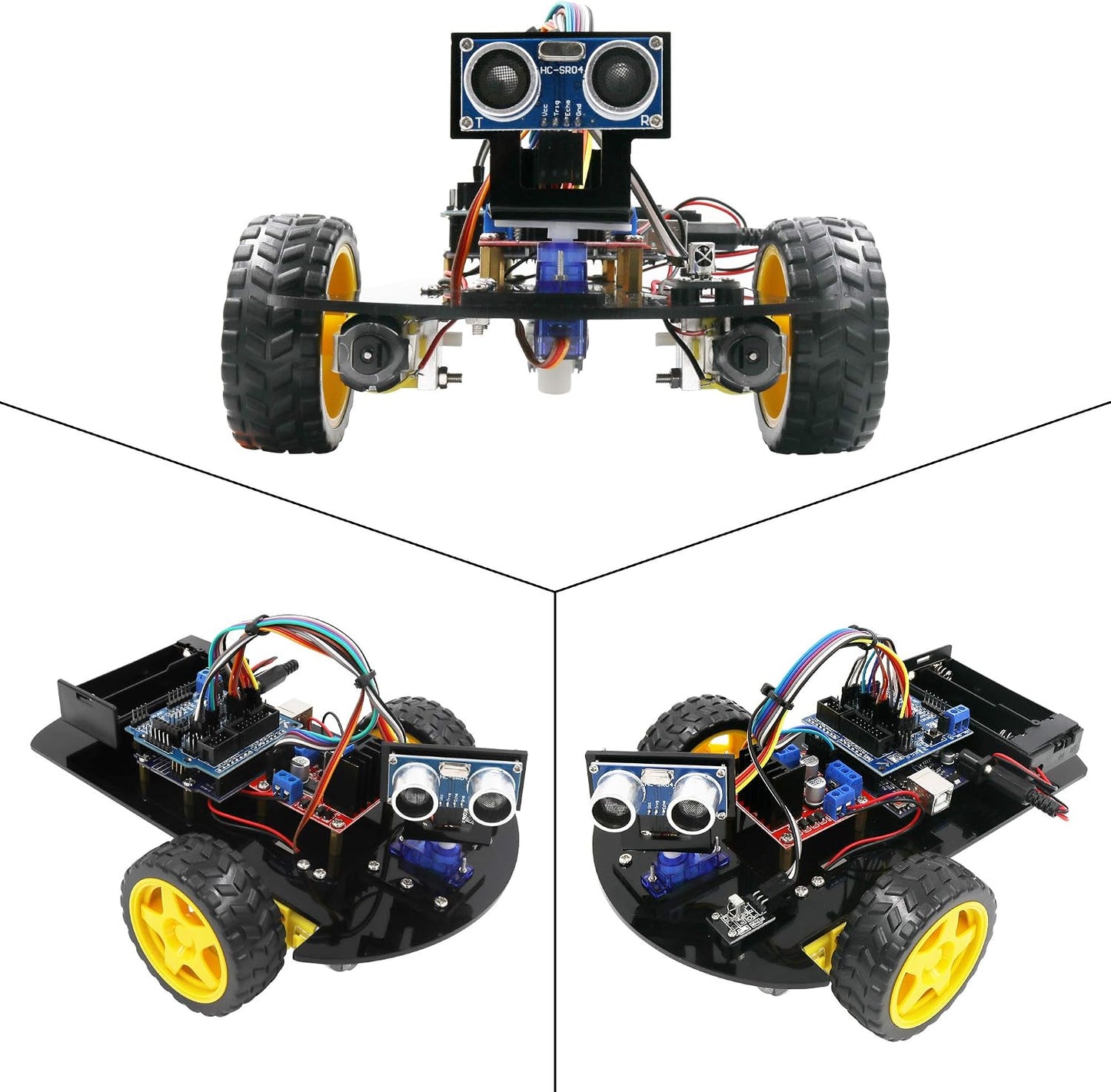 2WD R3 LAFVIN Smart Robot Car Chassis Kit with Ultrasonic Module Board,Remote Compatible with Arduino IDE DIY Kit