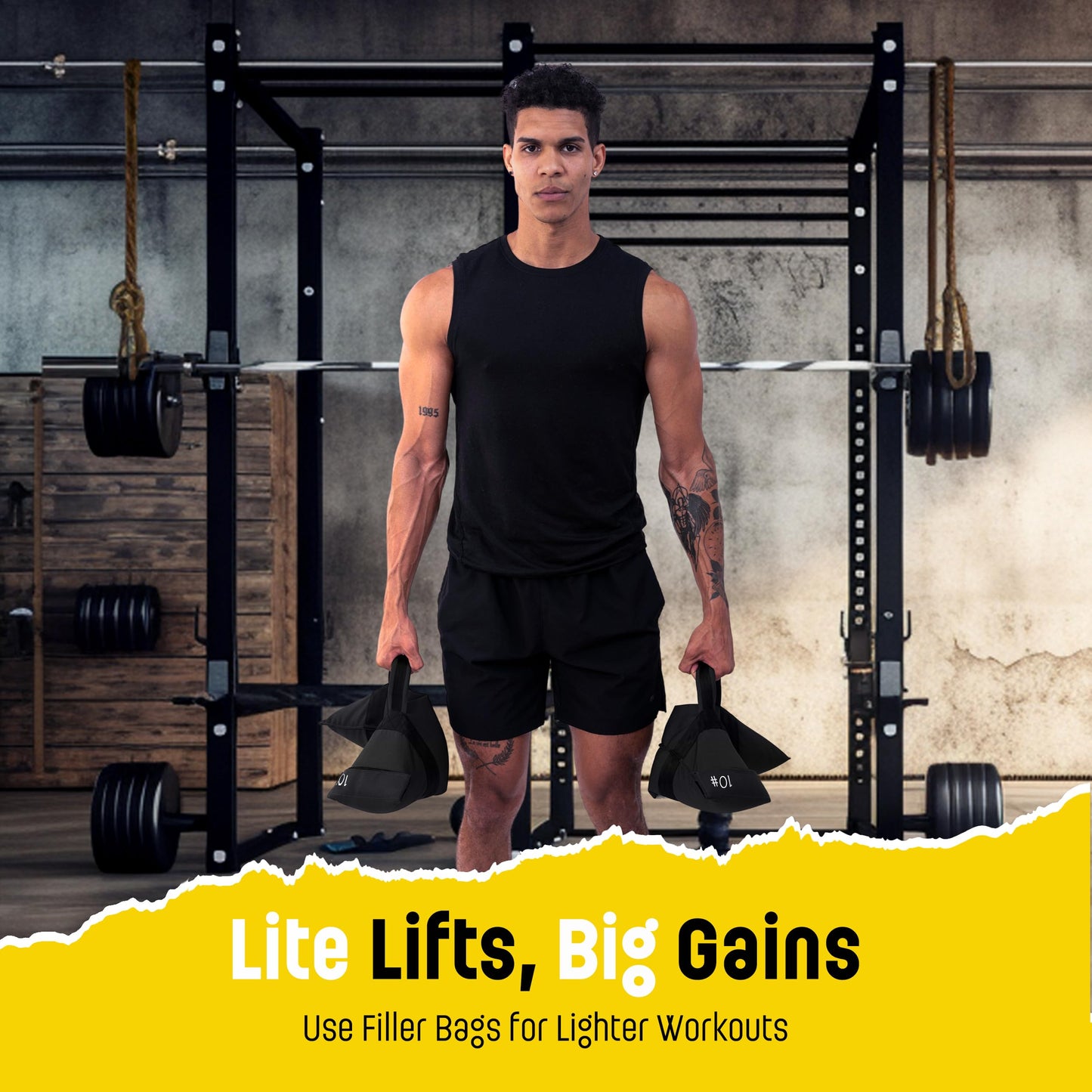 Sandbags for Working Out (Unfilled) - Enhance Your Fitness with Our Workout Sandbag, Versatile & Durable Sand Bags for Weight Training | 10-50 lbs Sand Bag for Exercise – Dark Gray - Guide Included