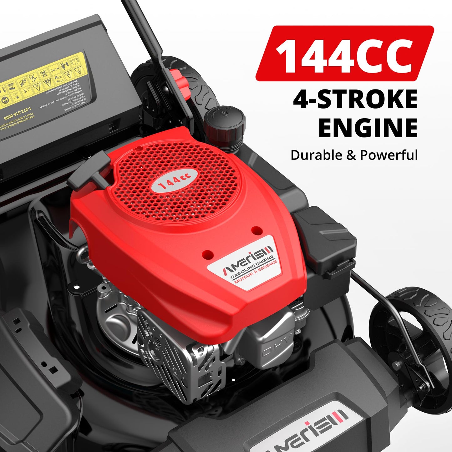 AMERISUN 21 Inch Gas Push Lawn Mower, 2-in-1 Mulching & Side Discharge, 144cc 4-Stroke OHV Engine, 6-Position Height Adjustment, Lightweight Push Mower for Small to Medium Yards