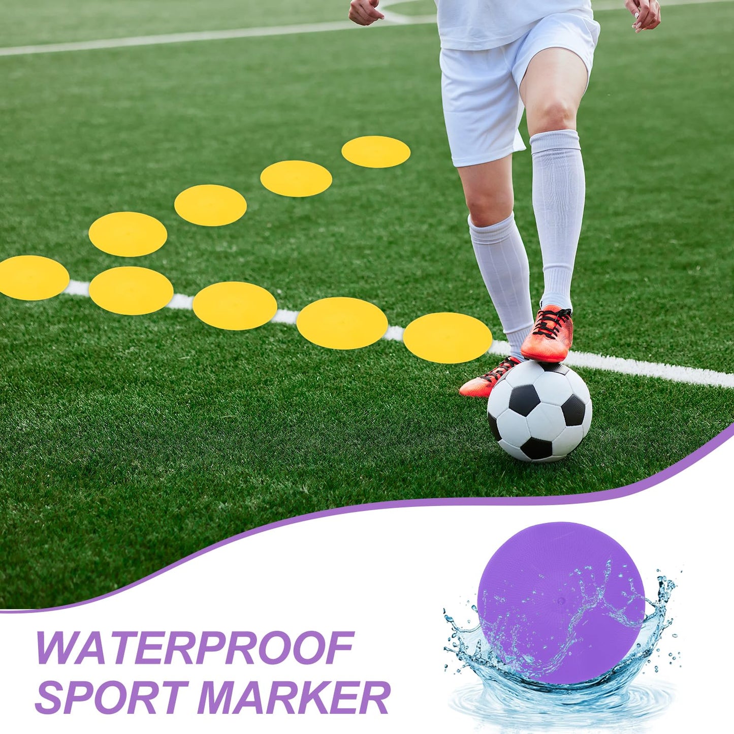 PATIKIL Spot Markers 9 Inch, 12 Pcs Non-Slip Floor Dots Agility Markers Flat Field Cones Poly Dots for Gym PE Speed Training Dance Soccer Basketball Sports, Orange/Purple