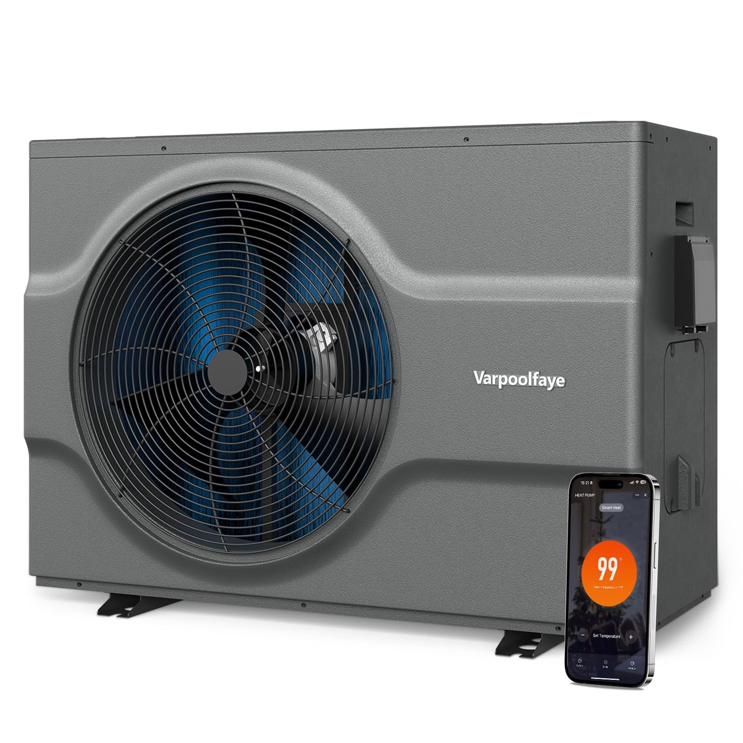 Varpoolfaye 65000 BTU Inverter Electric Pool Heat Pump For Above Ground Pool Heater 21000 Gallons 220v 240v Wifi Control Spa