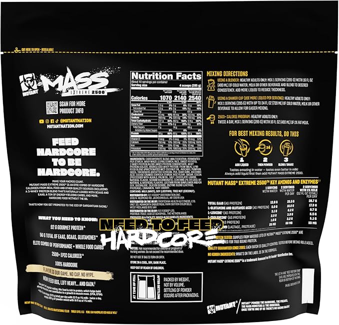 Mutant Mass Extreme Gainer ??Whey Protein Powder ??Build Muscle Size and Strength ??High Density Clean Calories (Cookies and Cream, 6 lbs)