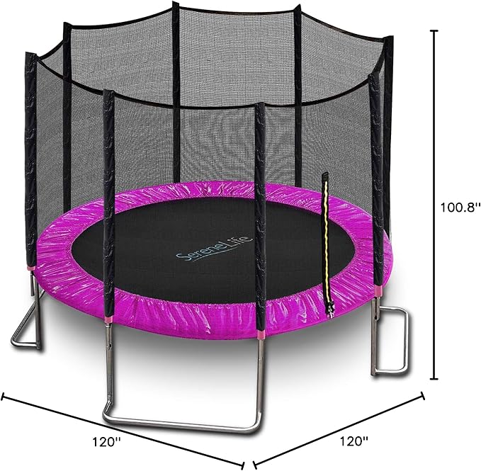 Serenelife 12FT 10FT 8FT Recreational Trampolines with Enclosure Net and Ladder and Anti-Rust Coating, ASTM Approved Trampoline Outdoor for Kids and Adults Outdoor Yard Trampolines